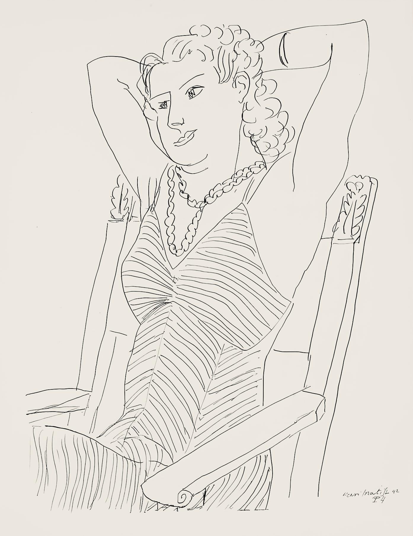 Henri Matisse, Série P, var. 4 (Duthuit 9), Henri Matisse, Dessins, Thèmes et variations, Limited Edition Lithograph