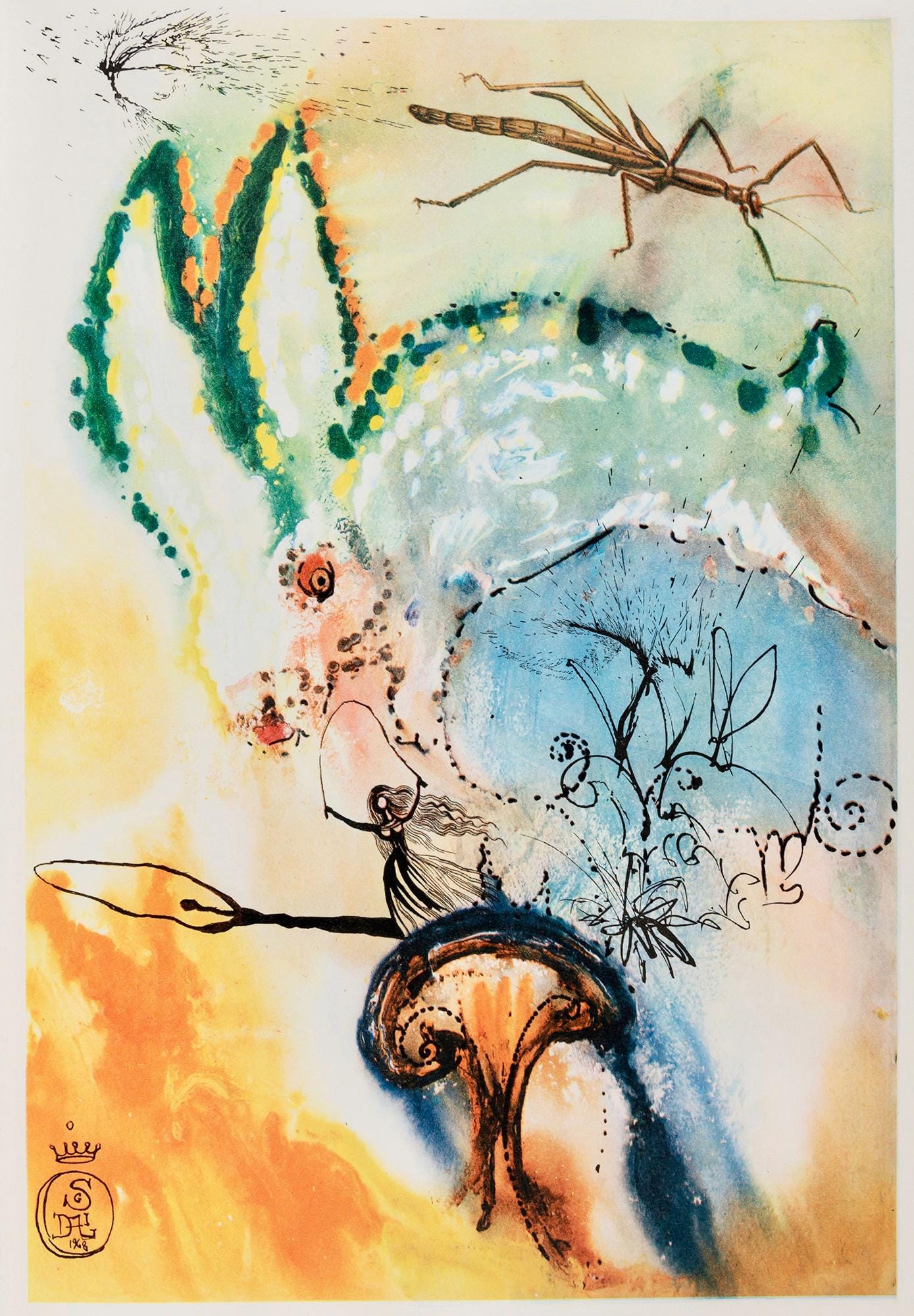 Salvador Dalí, Composition (Field 69-5, A-M), Alice's Adventures in Wonderland, Limited Edition Héliogravure