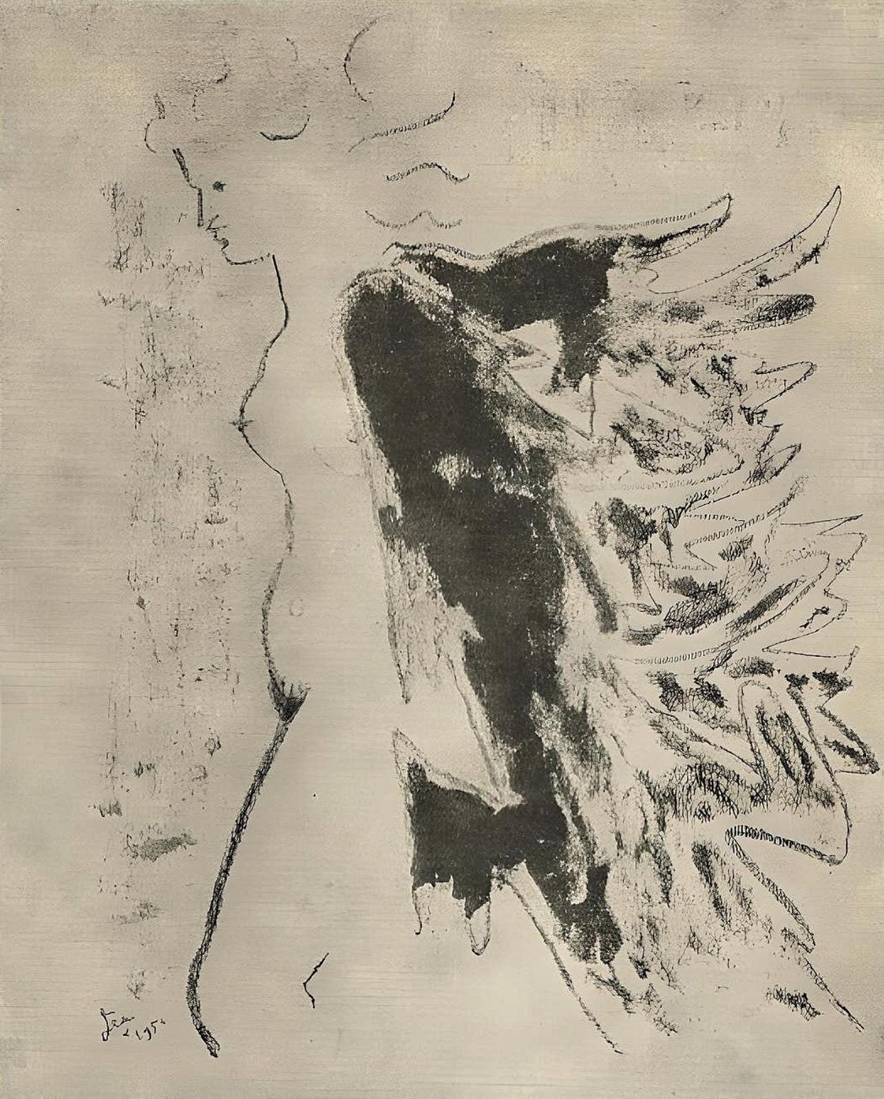 Jean Cocteau, Composition, Sous le Manteau de Feu, Limited Edition Lithograph