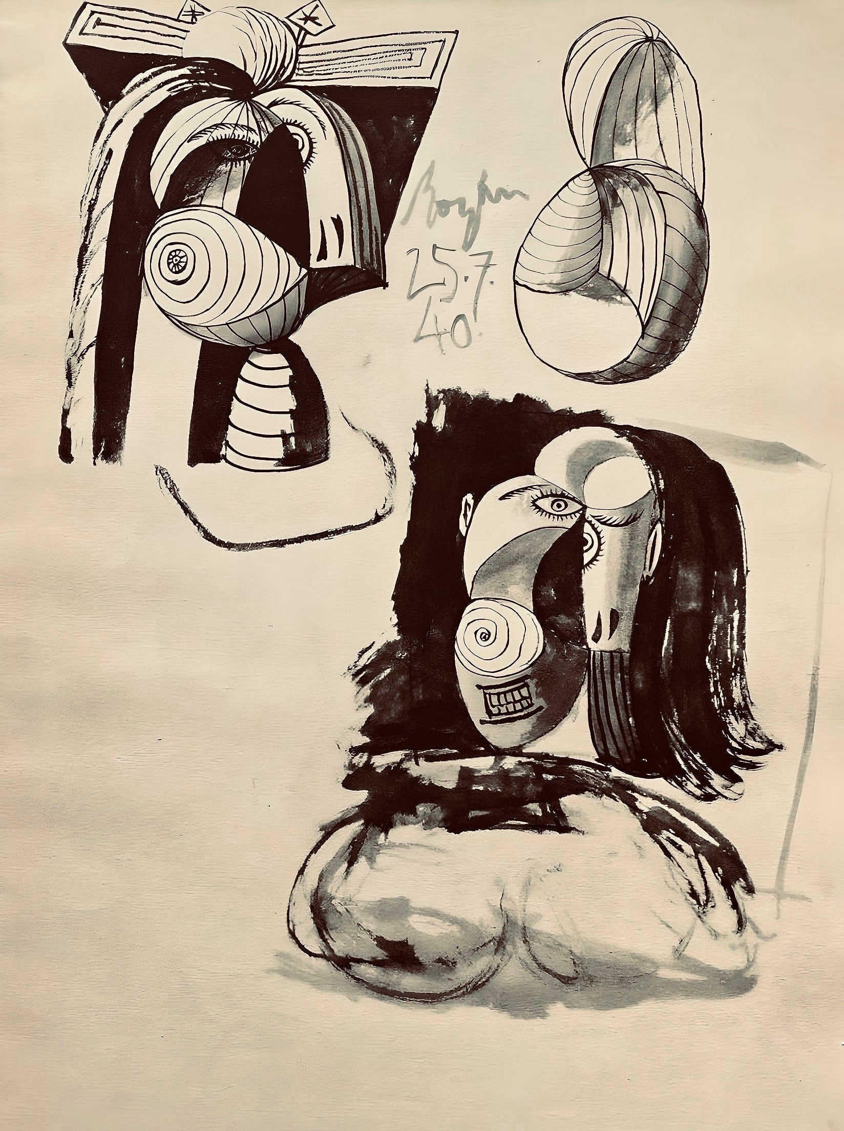 Pablo Picasso, Composition, Carnet de dessins de Picasso, Cahiers d’Art, Limited Edition Lithograph