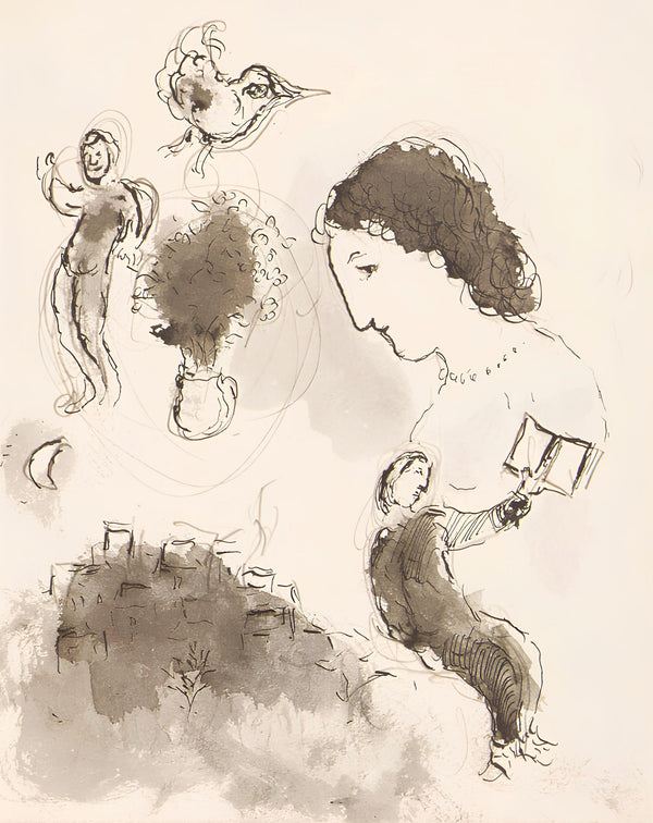 Marc Chagall, Composition, Lettres d'hivernage, Limited Edition Lithograph