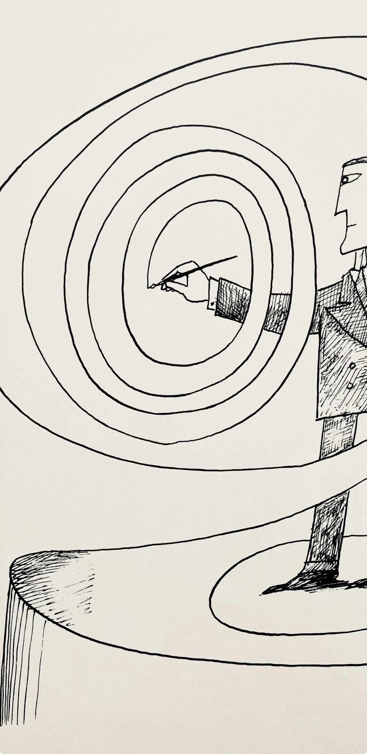 Saul Steinberg, Composition, Derrière le miroir, Limited Edition Lithograph