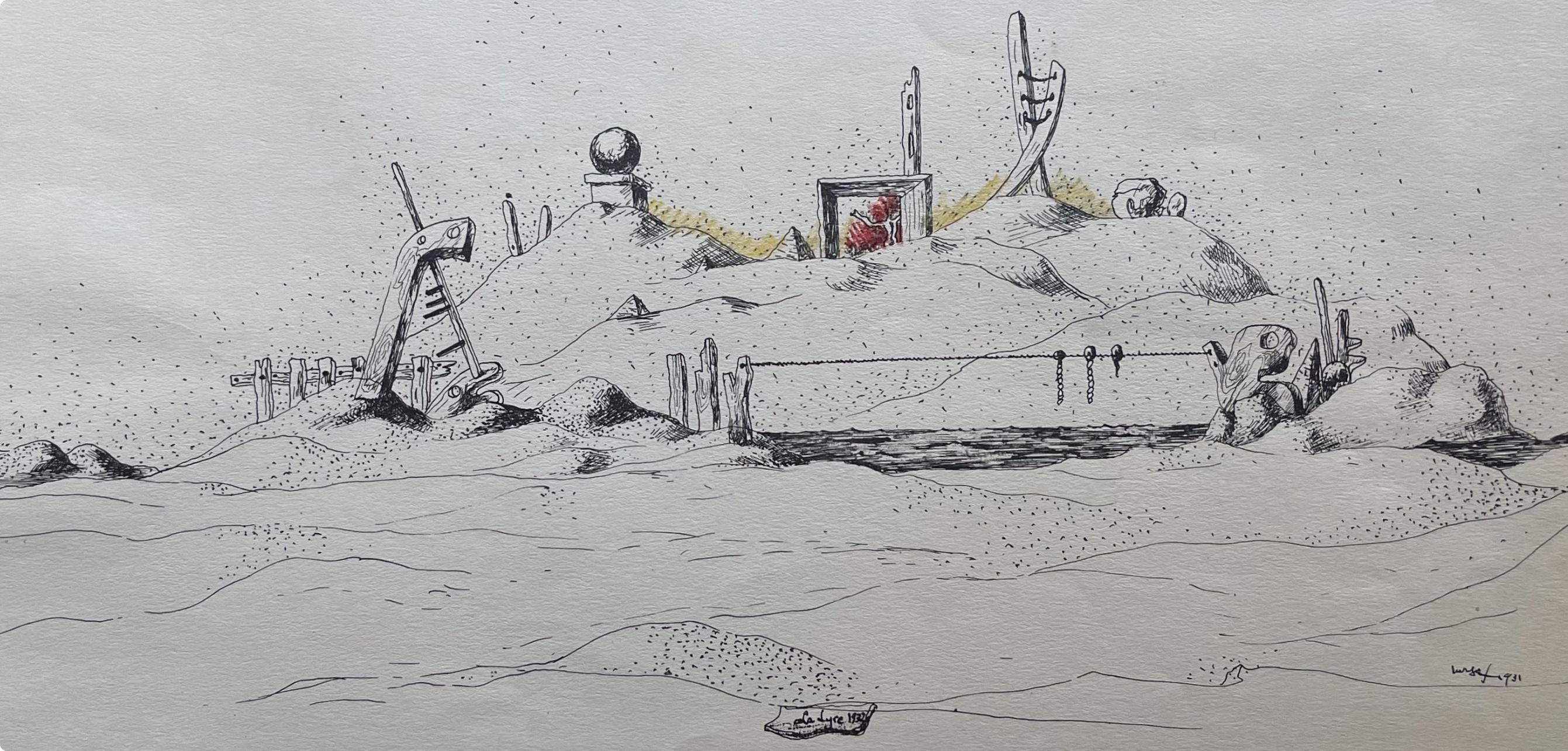 Jean Lurçat, la lyre 1932, huit dessins à la plume, Limited Edition Lithograph