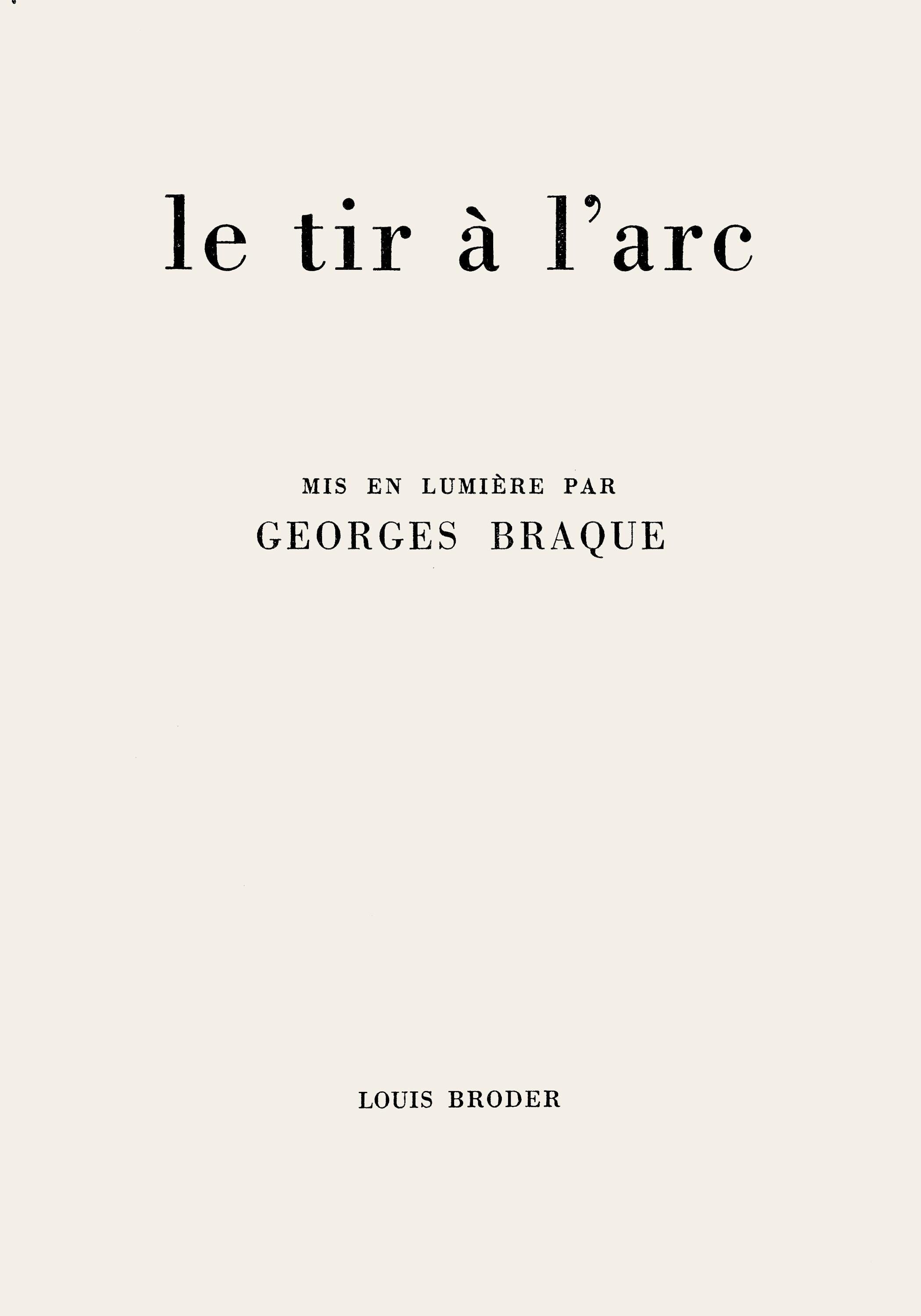 Georges Braque, Composition (Vallier 153), Le Tir à l'arc mis en lumière par Georges Braque, Limited Edition Lithograph