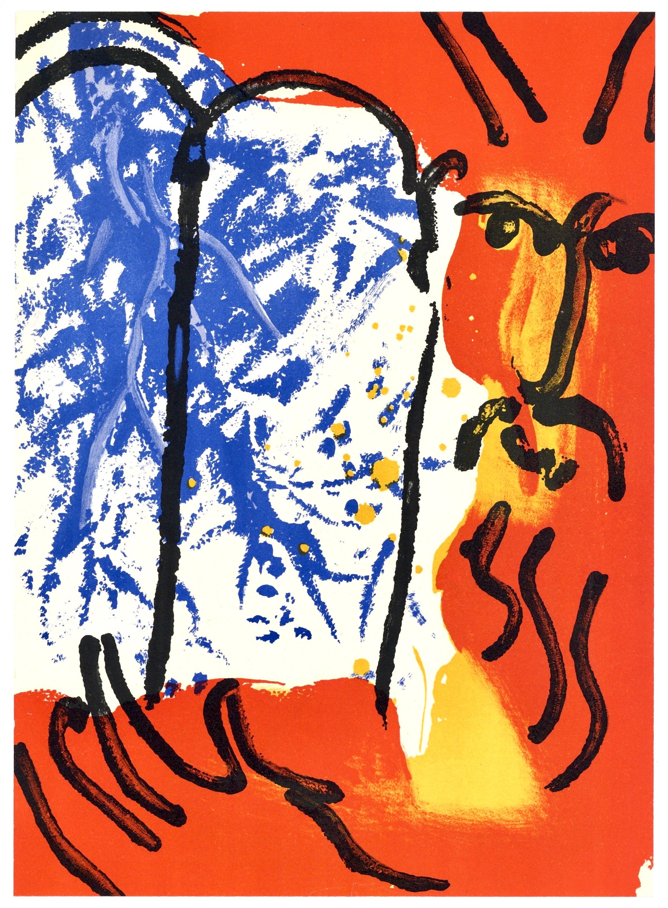 Marc Chagall, Moses III (Mourlot 117-46; Cramer 25), Drawings from the Bible by Marc Chagall, Verve: Revue, Limited Edition Lithograph