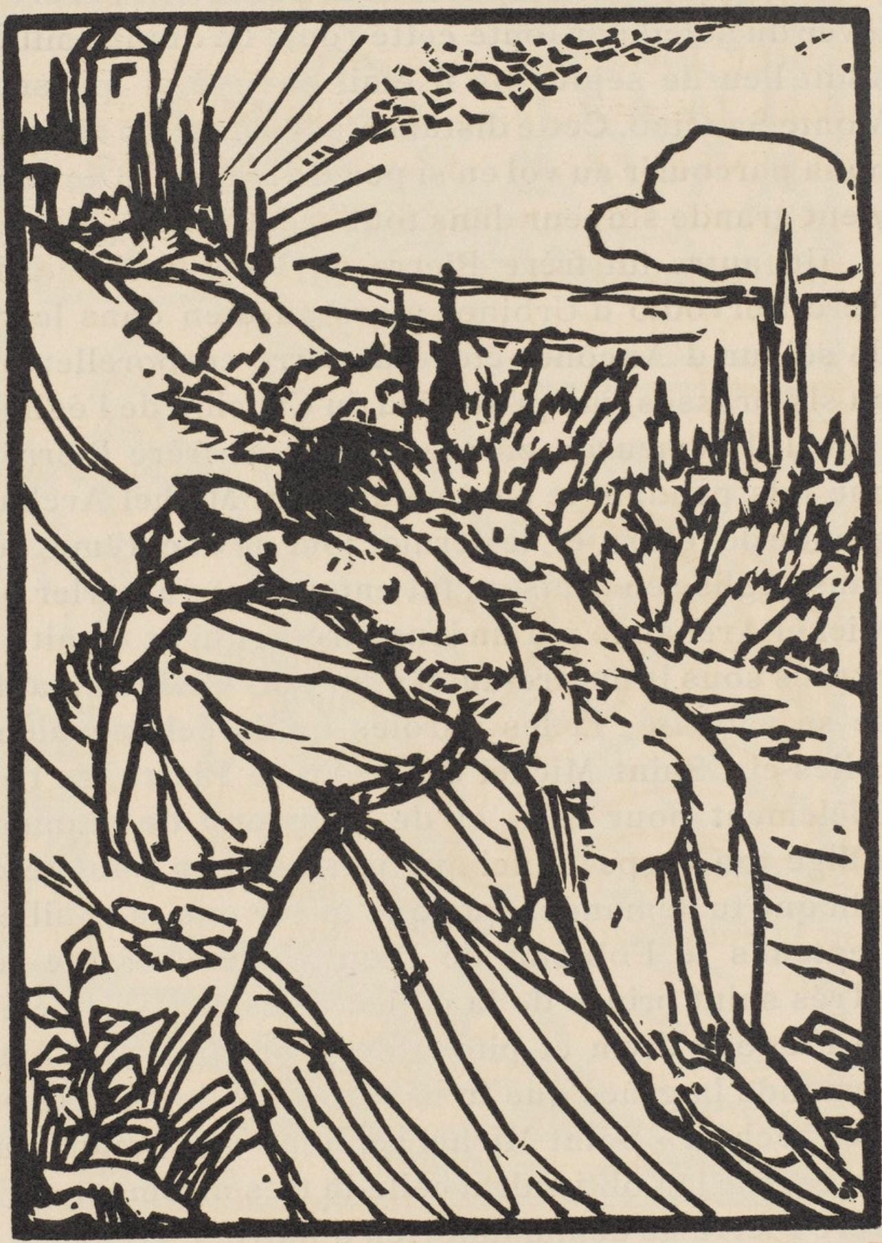 Émile Bernard, Composition (Morane, No. 100), Les Petites Fleurs de St. Françoise, Limited Edition Woodcut