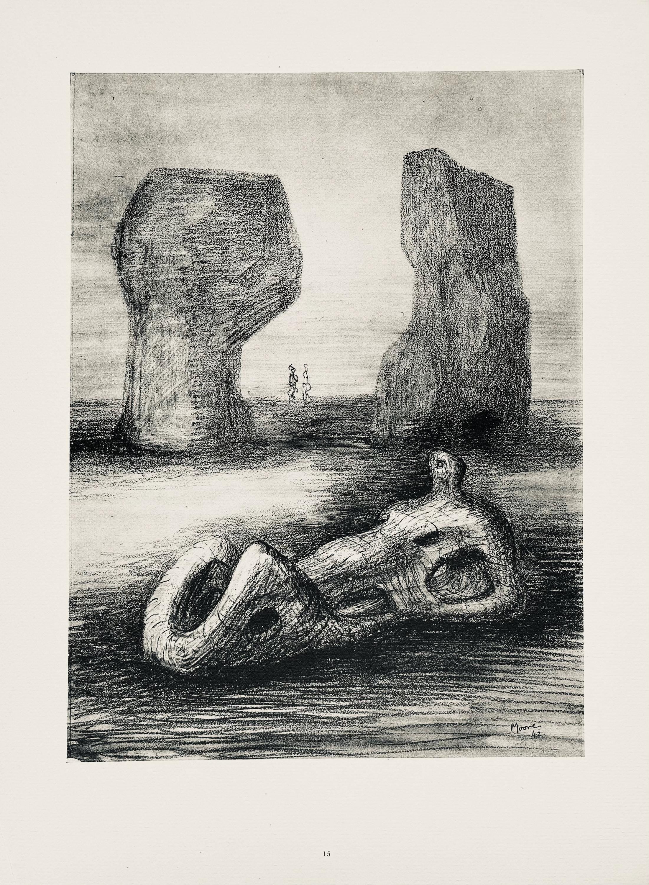 Henry Moore, Wood Sculpture in Setting of Rocks, The Drawings of Henry Moore, Limited Edition Lithograph