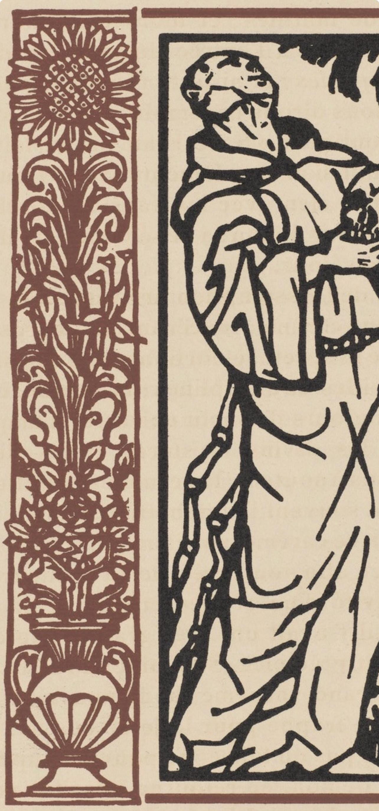 Émile Bernard, Composition (Morane, No. 100), Les Petites Fleurs de St. Françoise, Limited Edition Woodcut