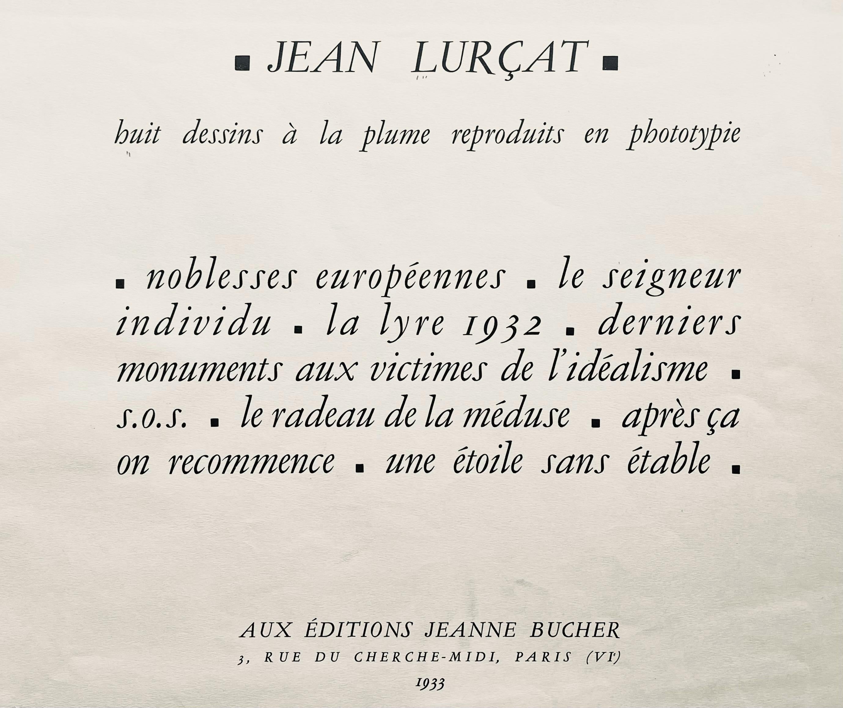 Jean Lurçat, noblesses européennes, huit dessins à la plume, Limited Edition Lithograph