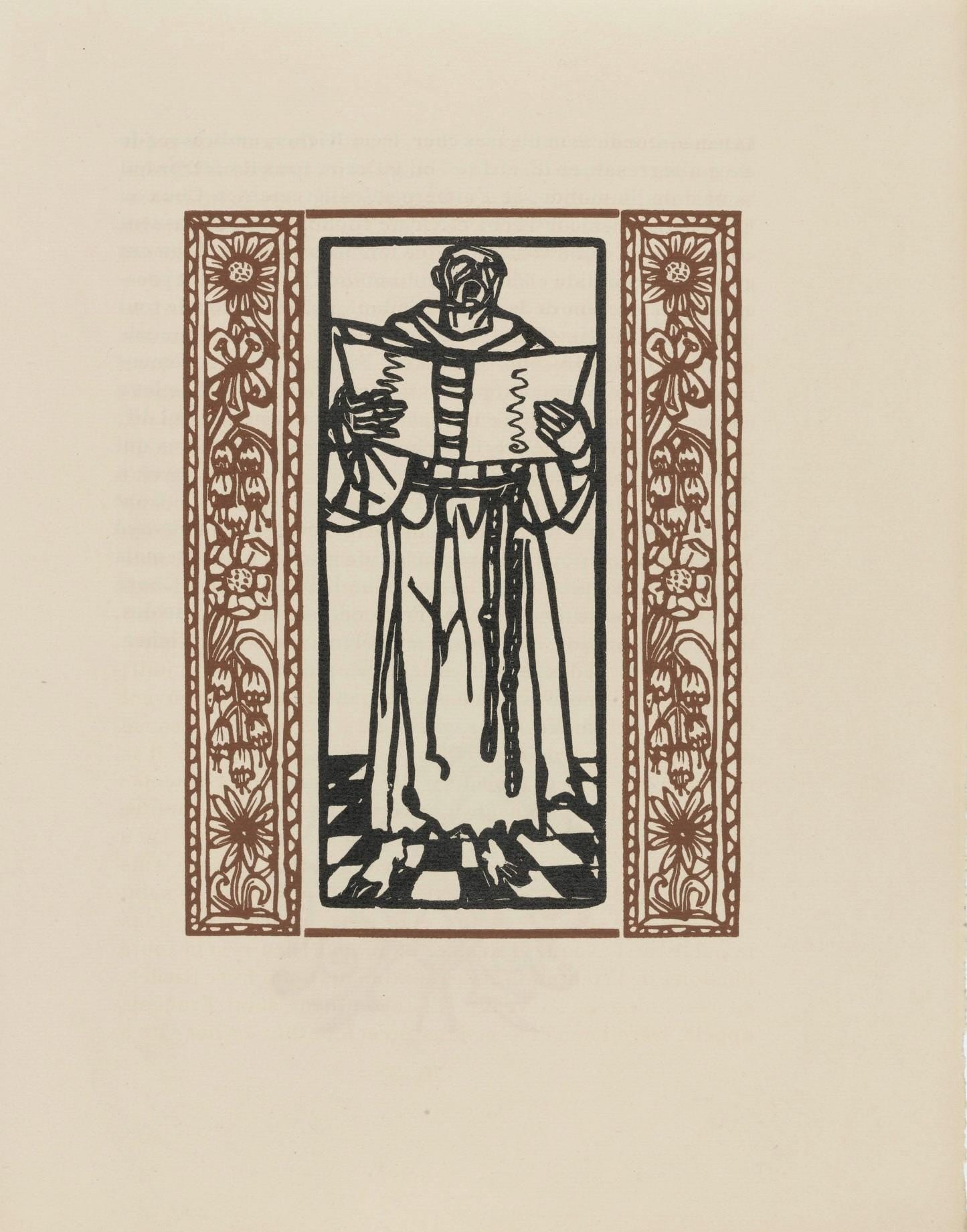 Émile Bernard, Composition (Morane, No. 100), Les Petites Fleurs de St. Françoise, Limited Edition Woodcut