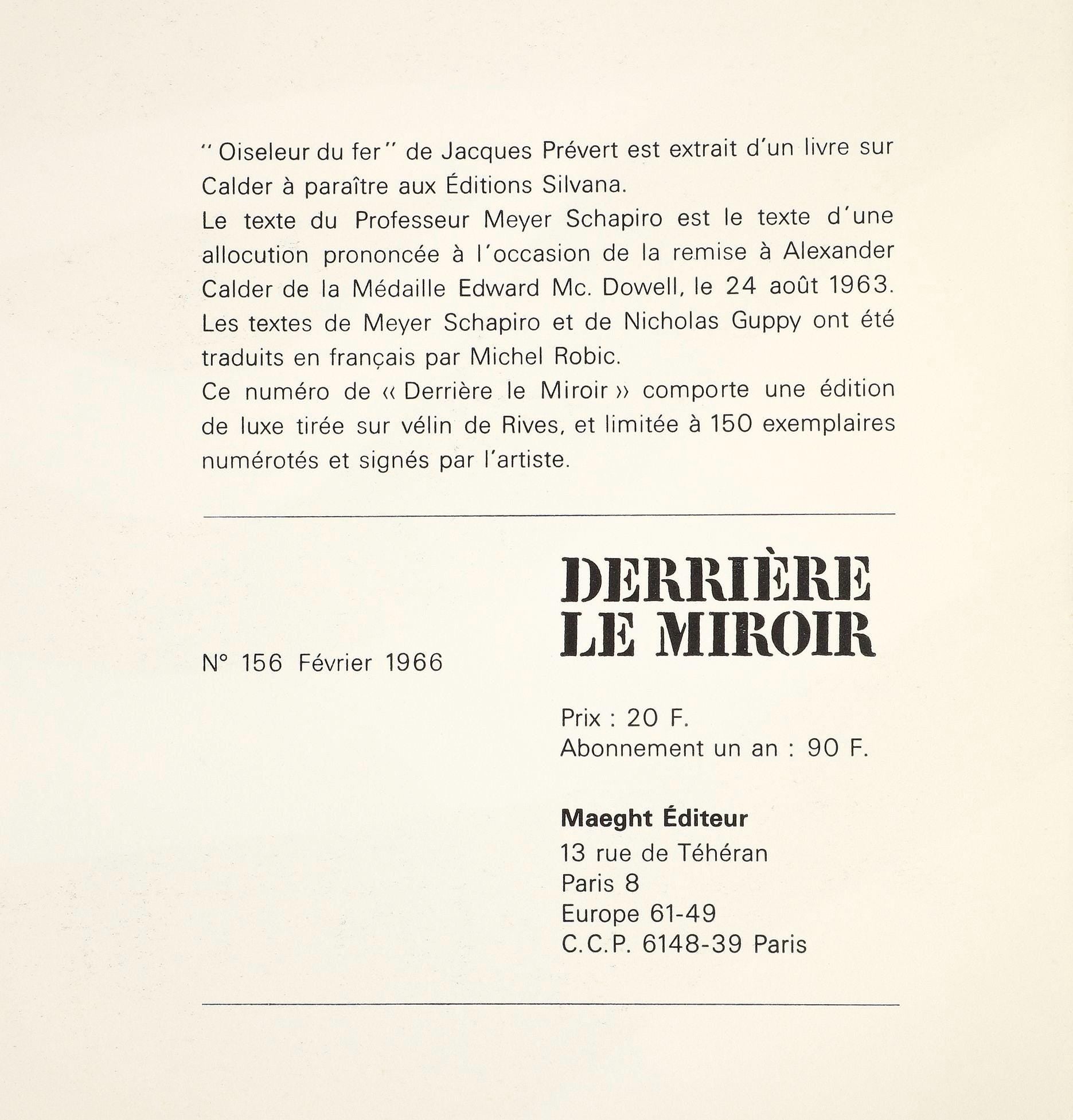 Alexander Calder, Composition, Derrière le miroir, Limited Edition Lithograph