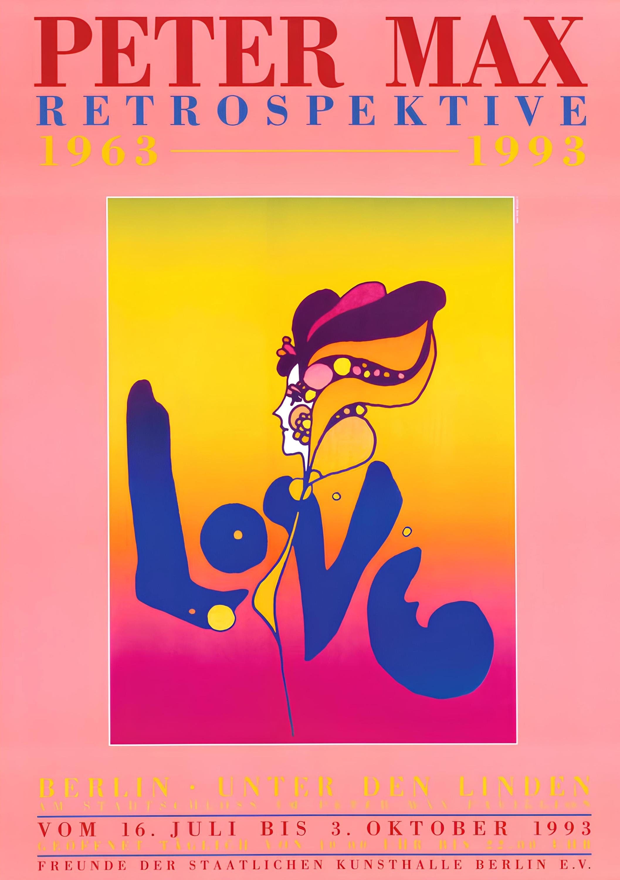 Peter Max, Berlin Love, 1993, Hand Signed, Official Edition Offset Lithograph