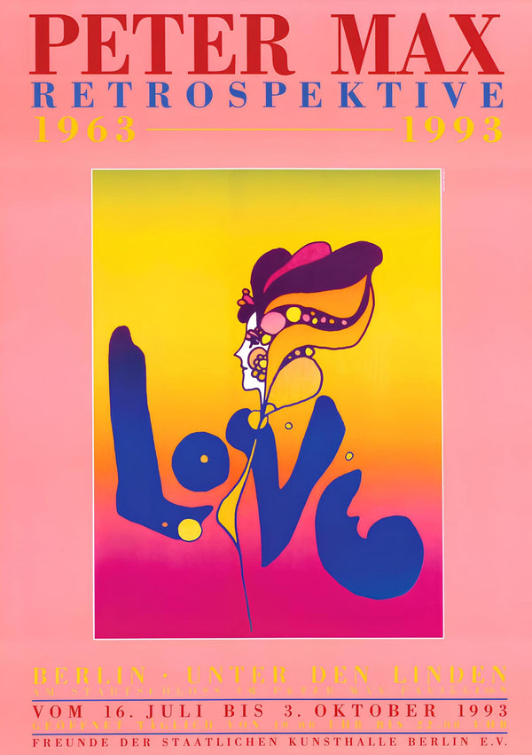 Peter Max, Berlin Love, 1993, Hand Signed, Official Edition Offset Lithograph
