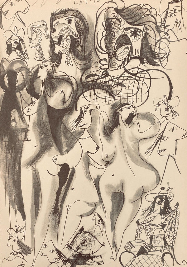 Pablo Picasso, Composition, Carnet de dessins de Picasso, Cahiers d’Art, Limited Edition Lithograph
