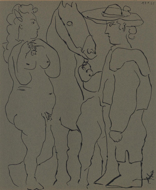 Pablo Picasso, Picador, Woman, and Horse (Orozco 214), Grabados al linóleo, Limited Edition Linocut