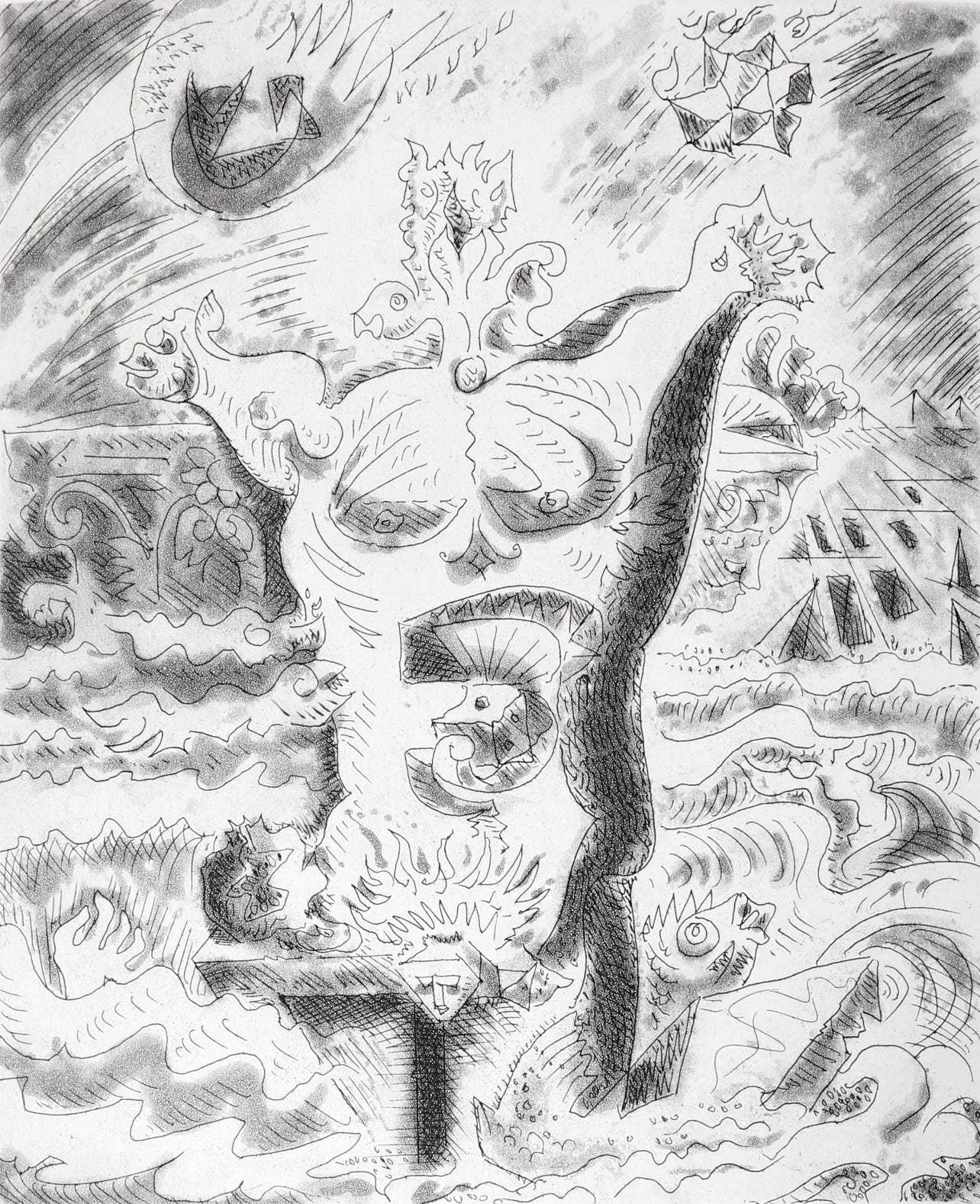 André Masson, Composition (Cramer 99), Le Septieme Chant, Limited Edition Engraving