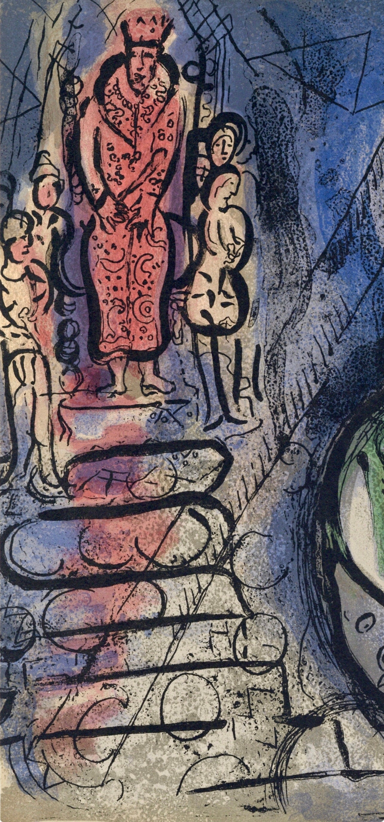 Marc Chagall, Ahaseurus (Mourlot 117-46; Cramer 25), Drawings from the Bible by Marc Chagall, Verve: Revue, Limited Edition Lithograph