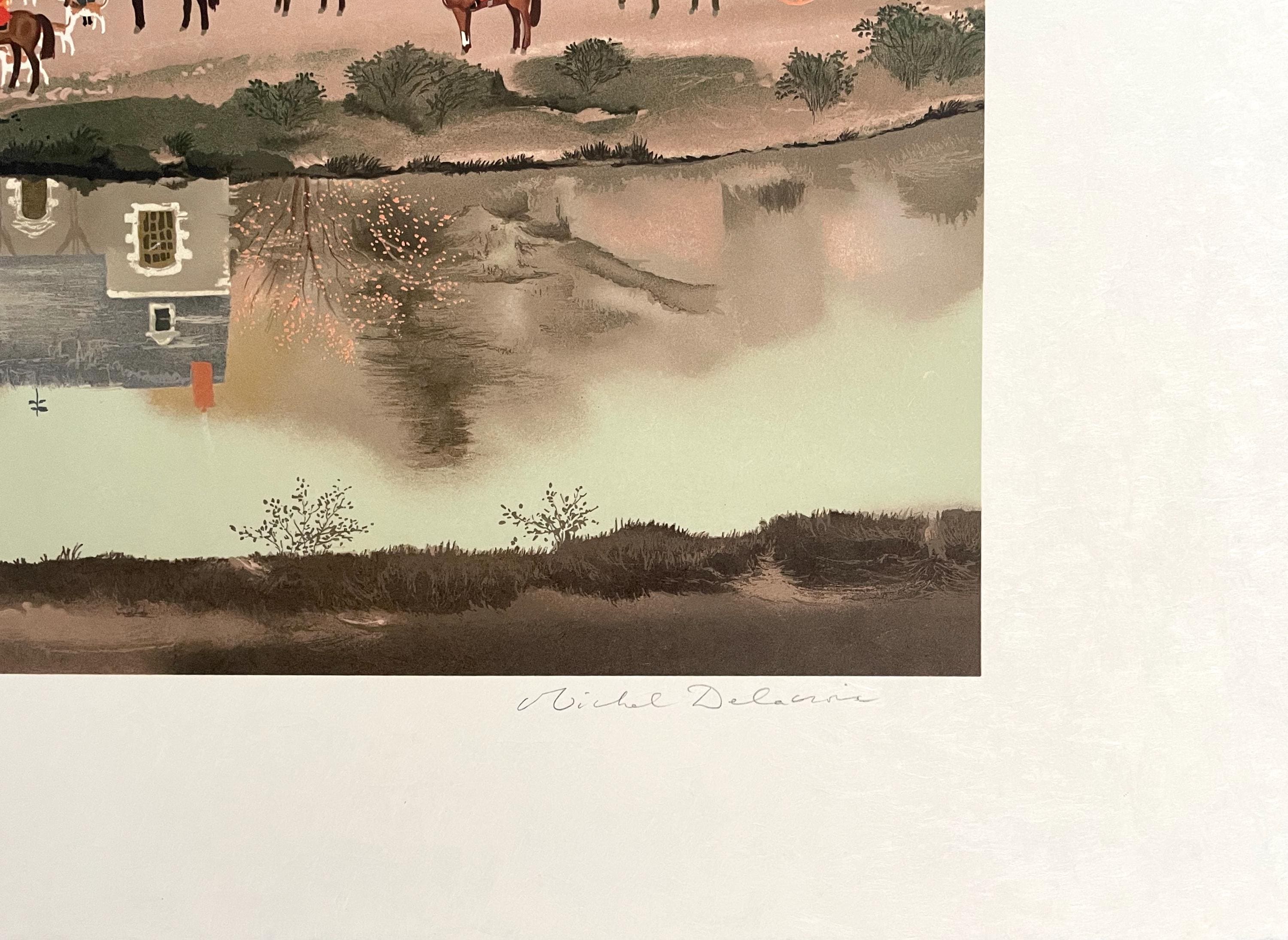 Michel Delacroix, La Sortie du Chenil, Limited Edition Lithograph