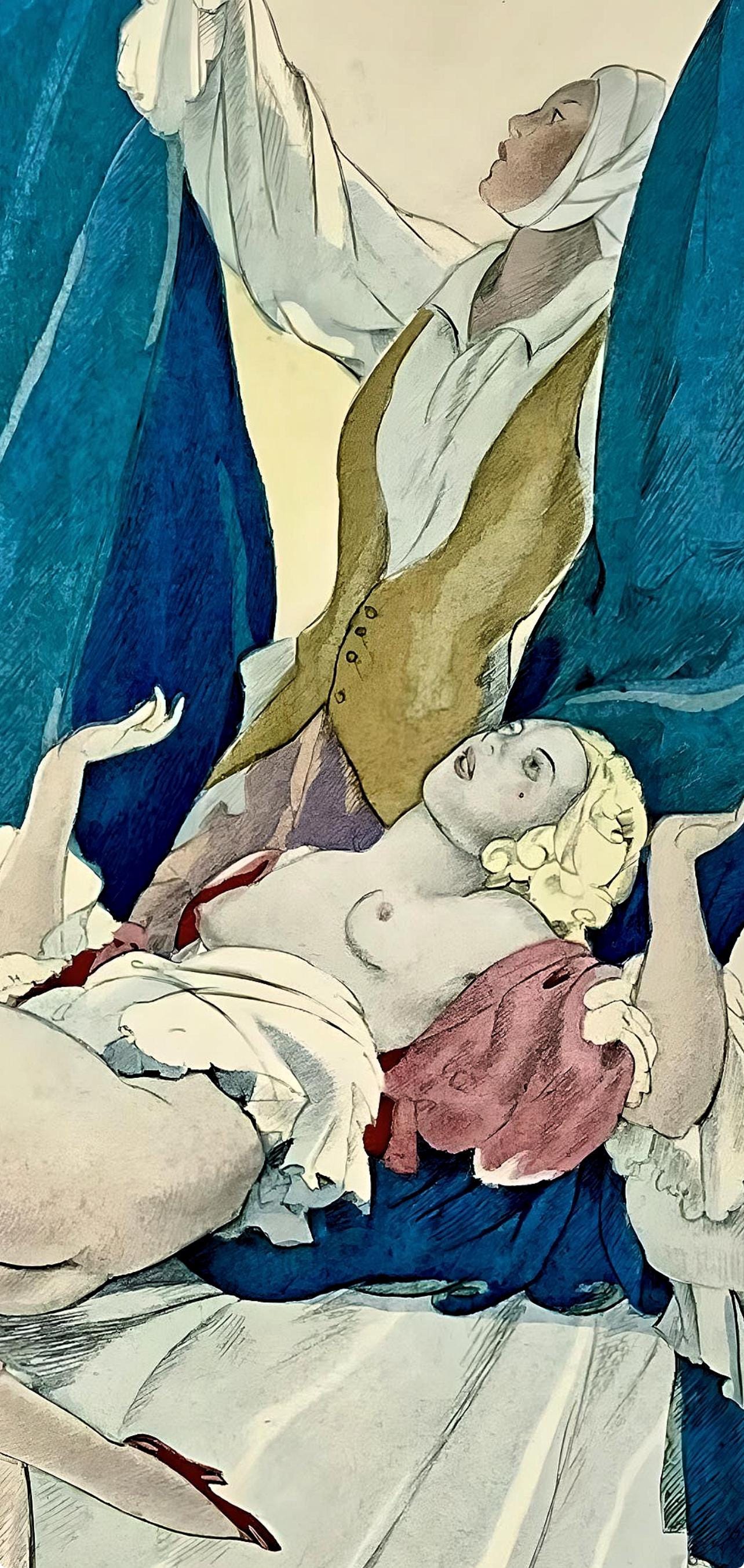 Umberto Brunelleschi, Composition, La Leçon d'amour dans un parc, Limited Edition Lithograph