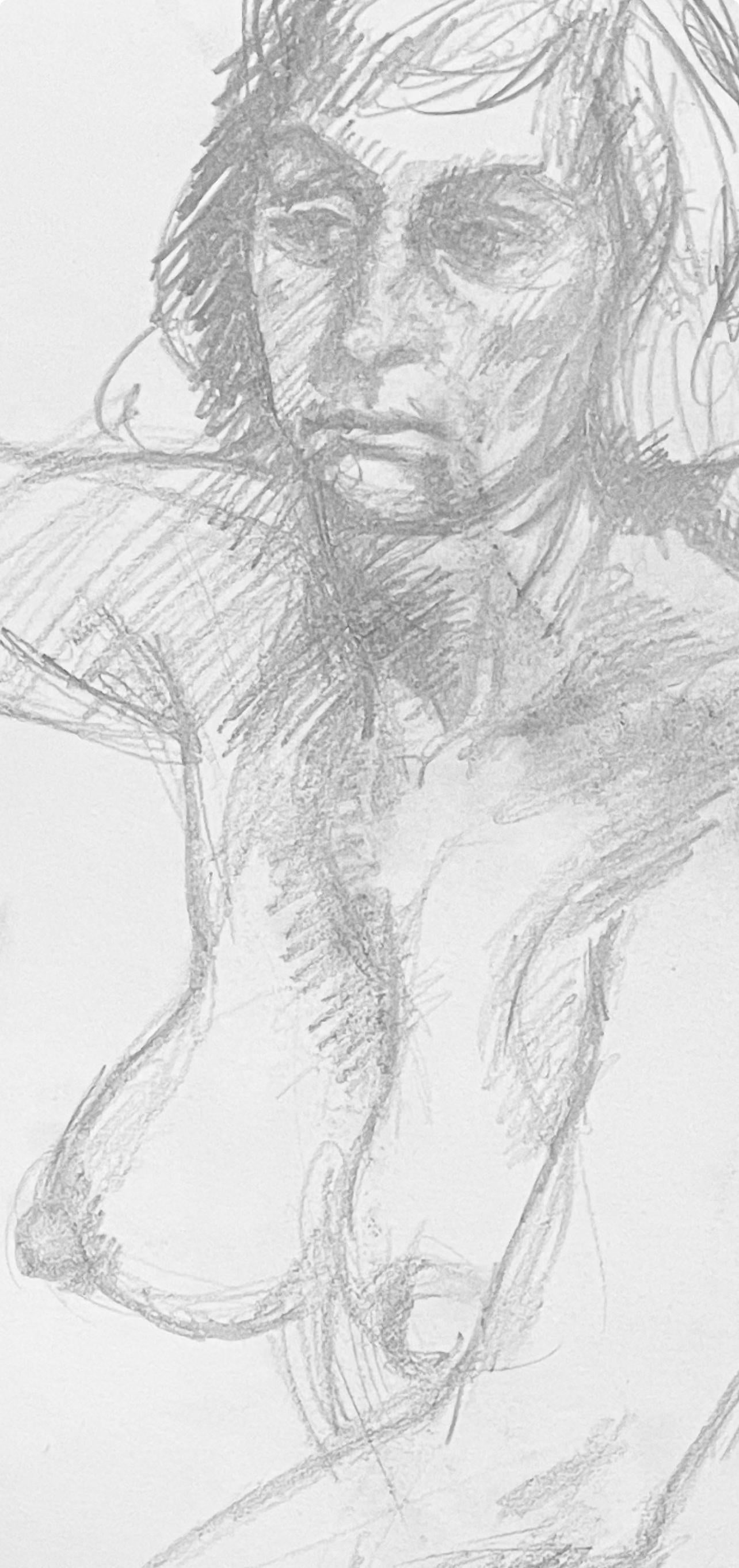 Ian Hornak, Renaissance Female Nude Figure Study, 1963, Original Drawing