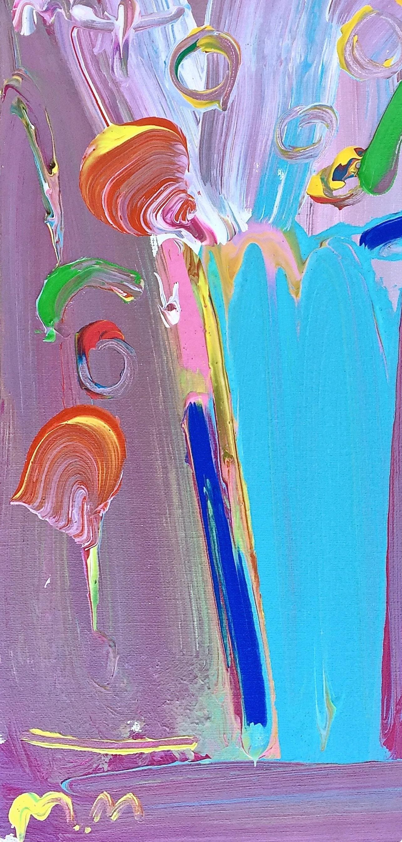 Peter Max, Flower Vase, Hand Signed, Acrylic Painting