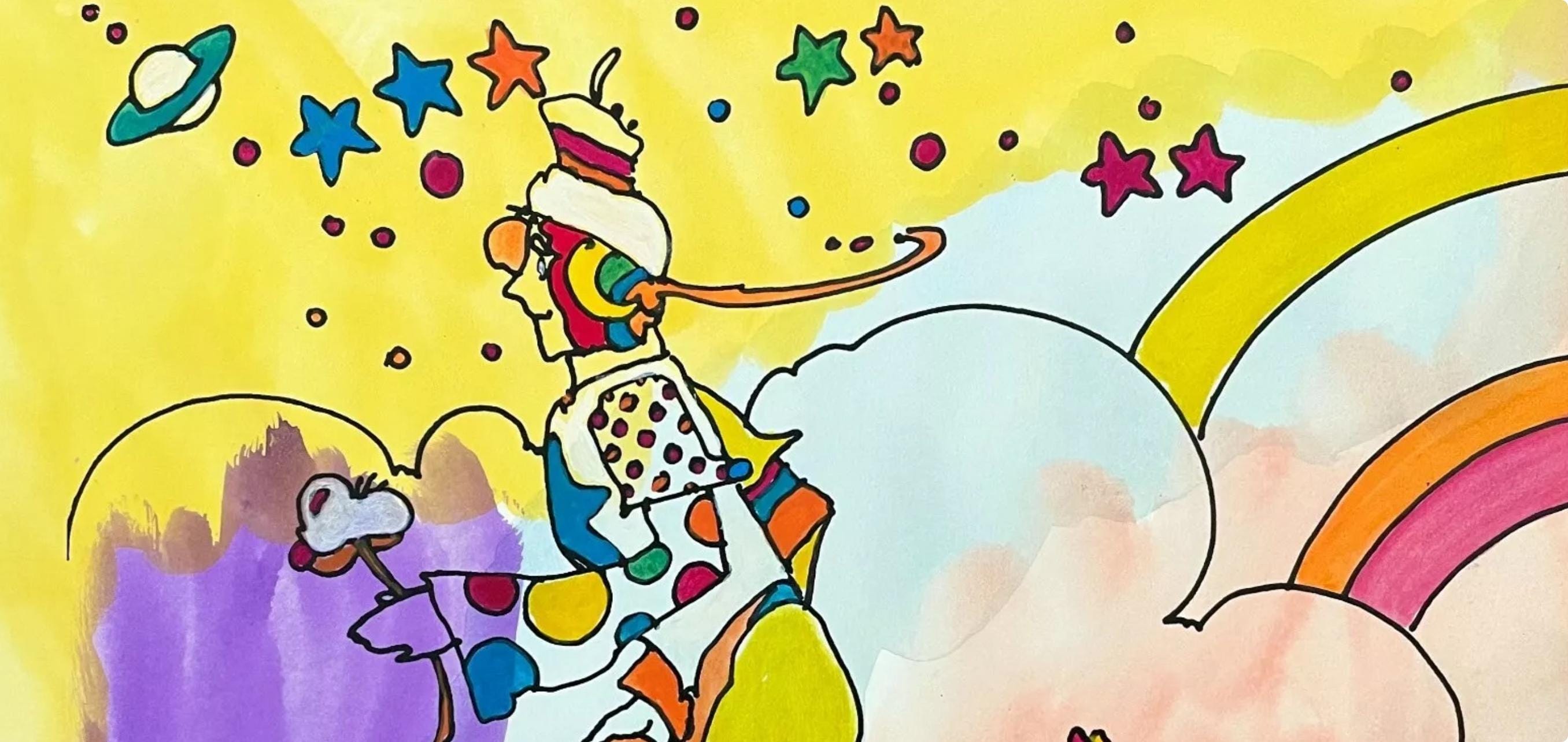 Peter Max, Superbly Free, Hand Signed, Mixed Media Watercolor and Silkscreen Painting