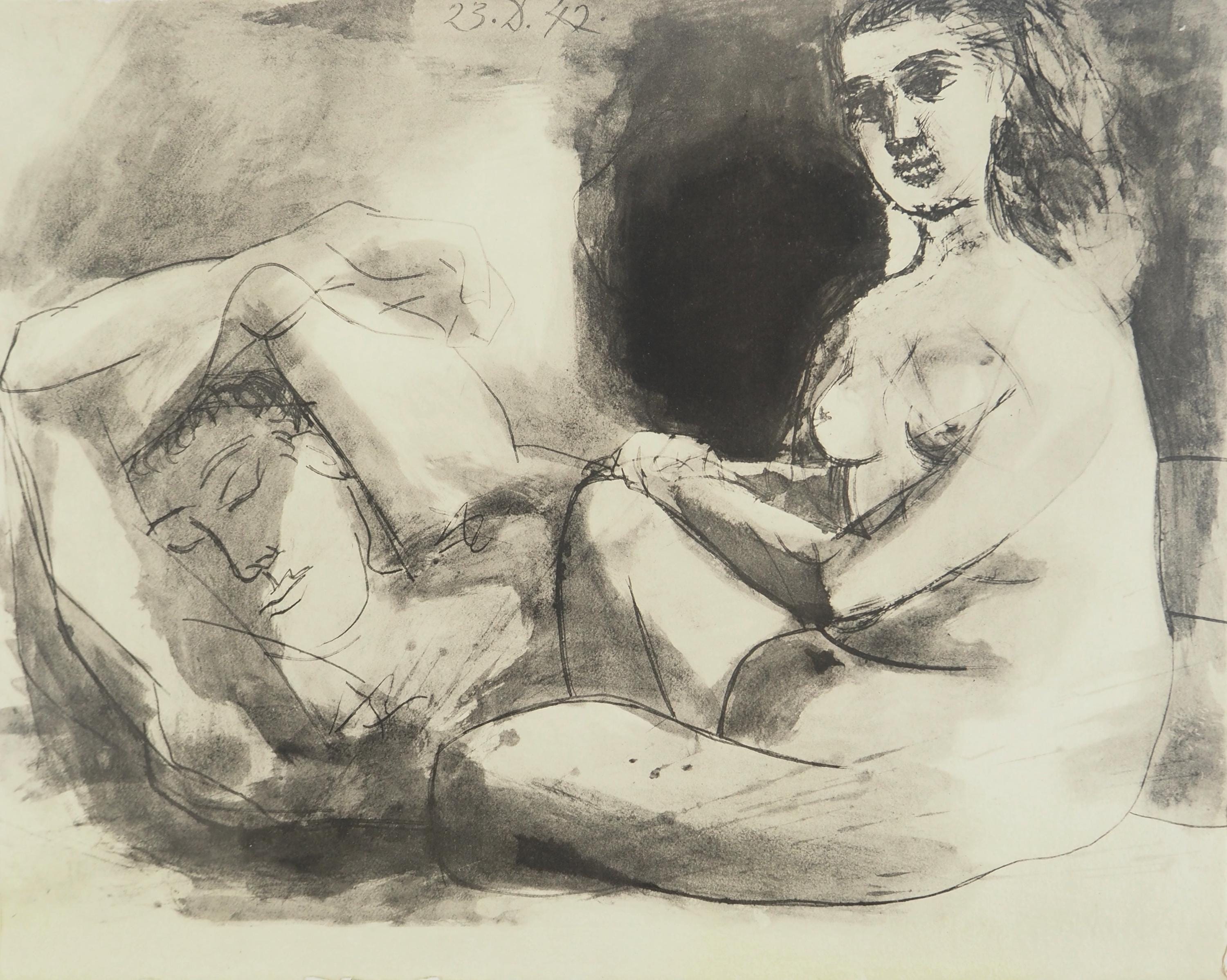Pablo Picasso, Composition (Orozco 238), Picasso, La flûte double, Limited Edition Lithograph