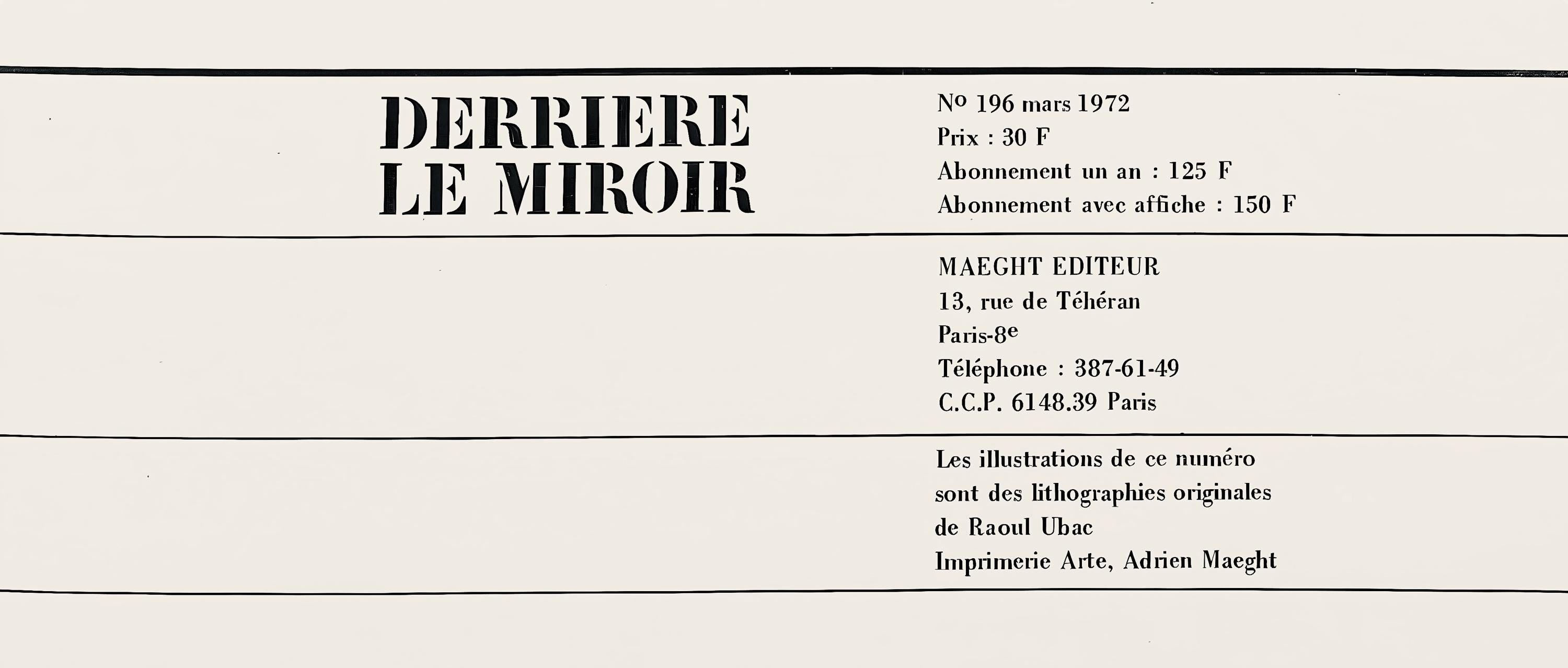 Raoul Ubac, Composition, Derrière le miroir, Limited Edition Lithograph
