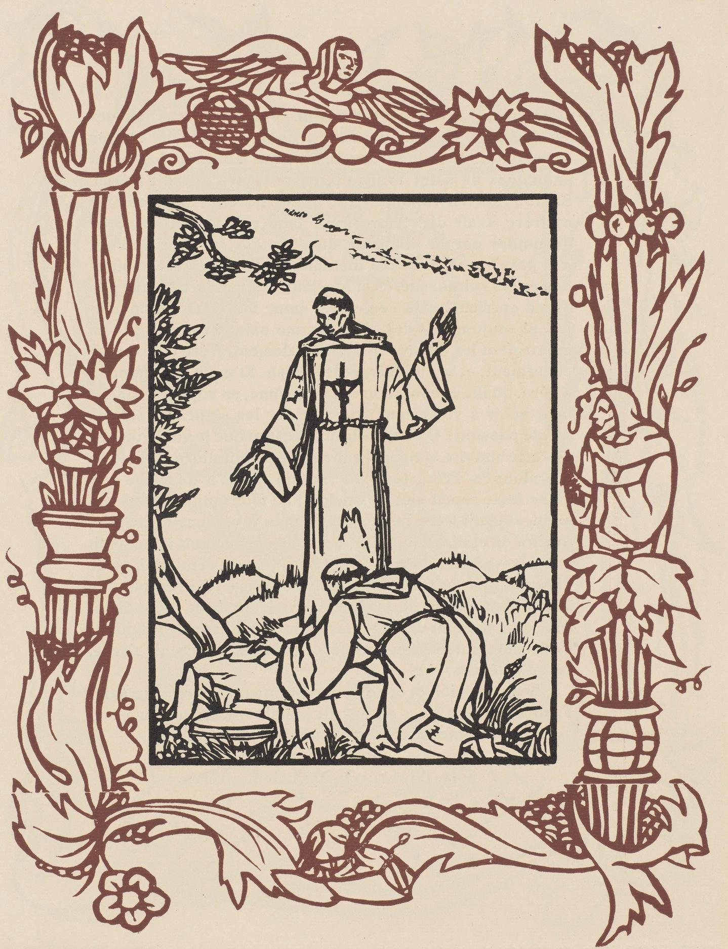 Émile Bernard, Composition (Morane, No. 100), Les Petites Fleurs de St. Françoise, Limited Edition Woodcut
