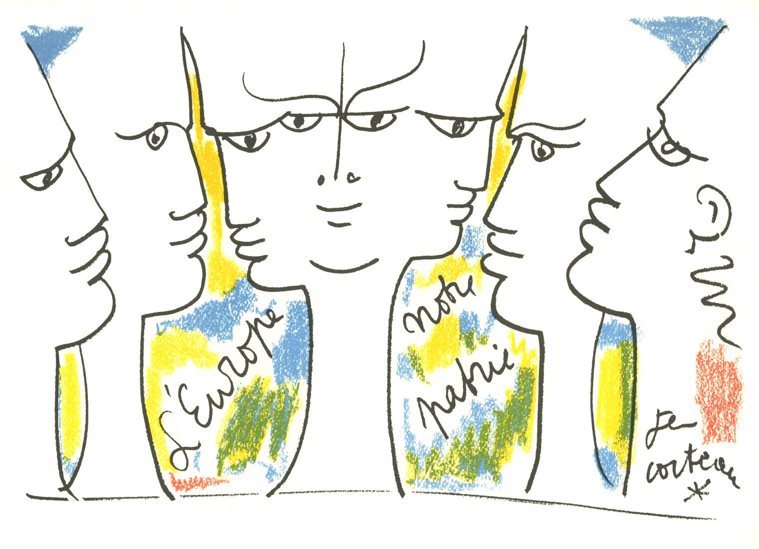 Jean Cocteau, Composition, Nous croyons en l'Europe, Limited Edition Silkscreen