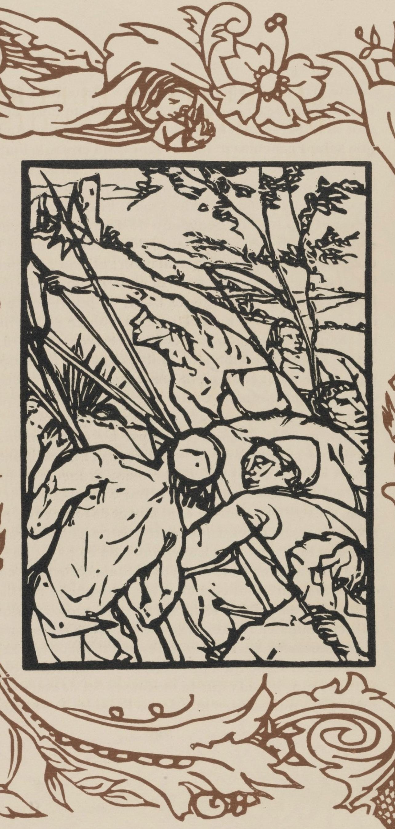 Émile Bernard, Composition (Morane, No. 100), Les Petites Fleurs de St. Françoise, Limited Edition Woodcut