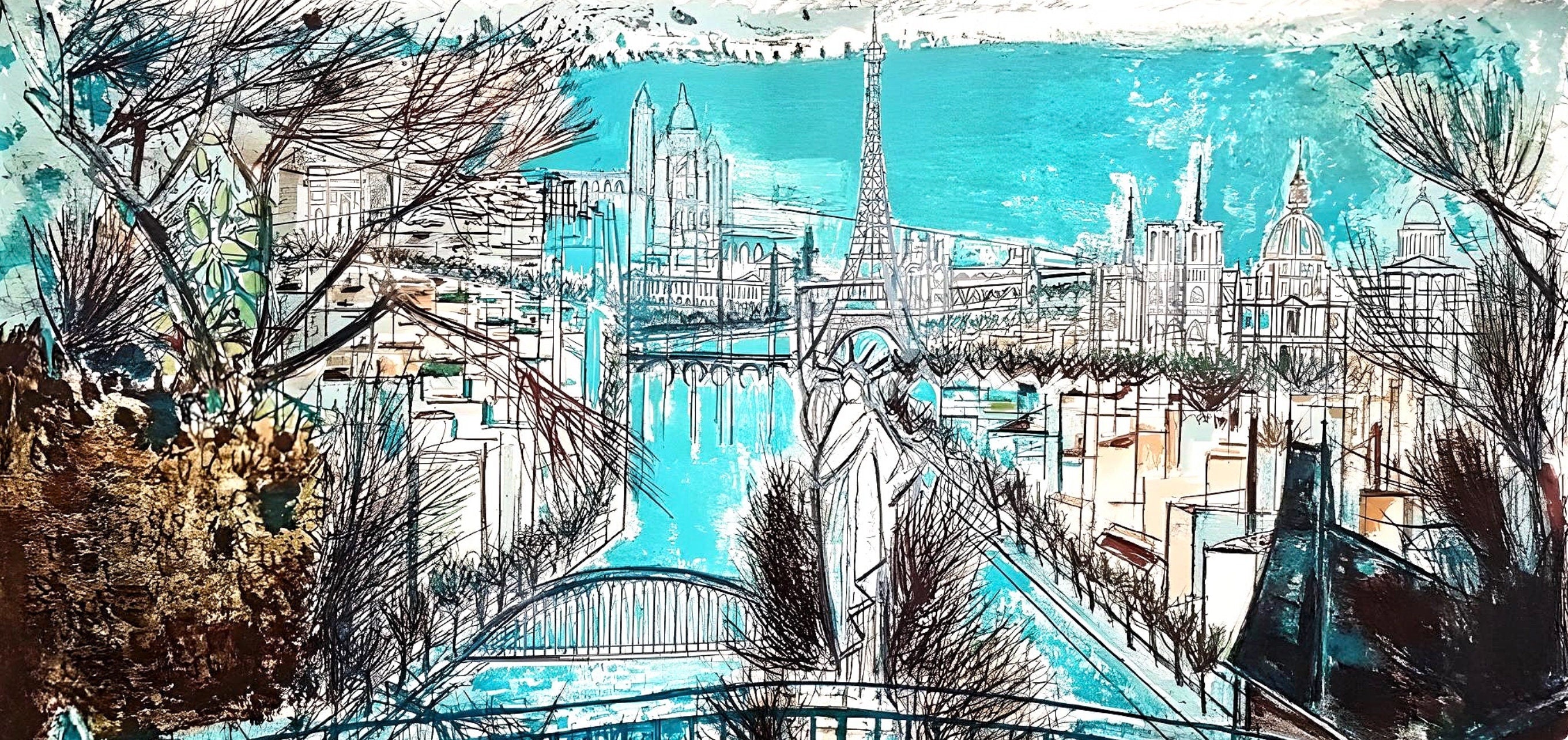 Édouard-Georges Mac-Avoy, Panorama de Paris, Au Temps de Paris Seine, Limited Edition Lithograph