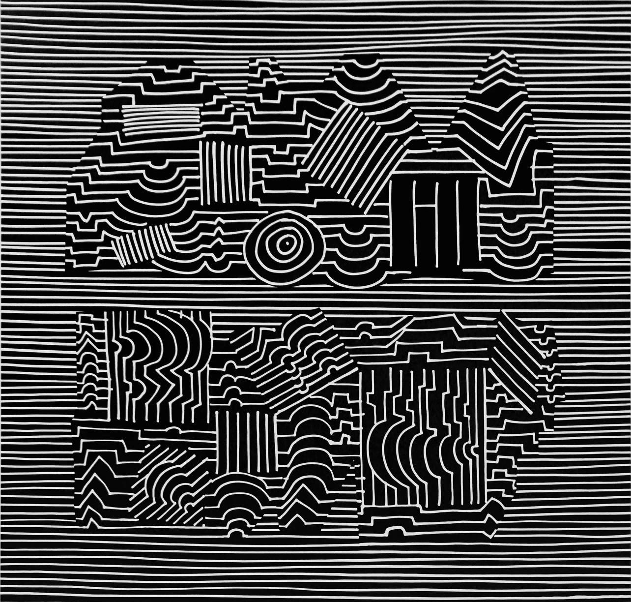 Victor Vasarely, Composition, Ondulatoires, Limited Edition Héliogravure