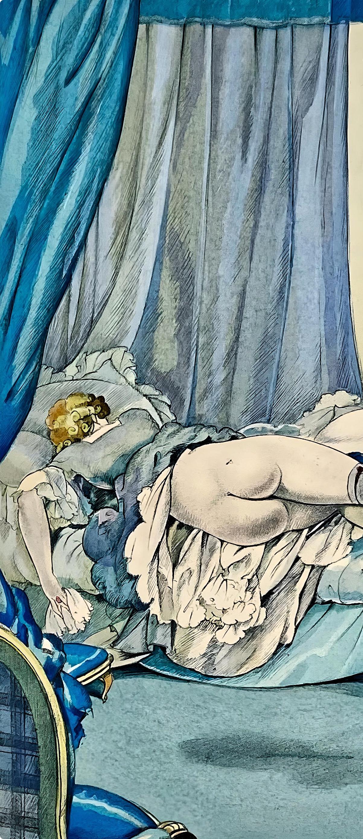 Umberto Brunelleschi, Composition, La Leçon d'amour dans un parc, Limited Edition Lithograph