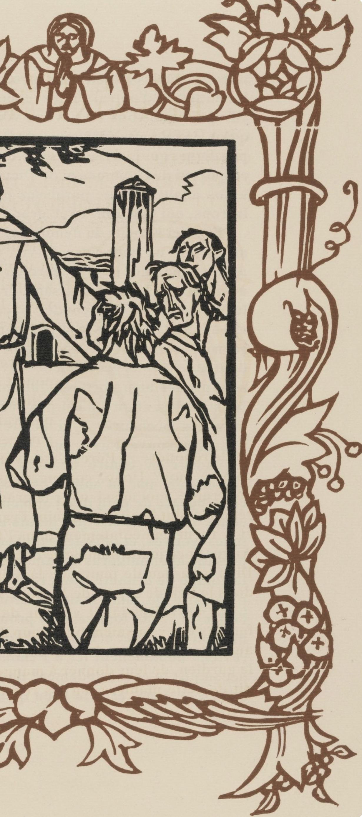 Émile Bernard, Composition (Morane, No. 100), Les Petites Fleurs de St. Françoise, Limited Edition Woodcut