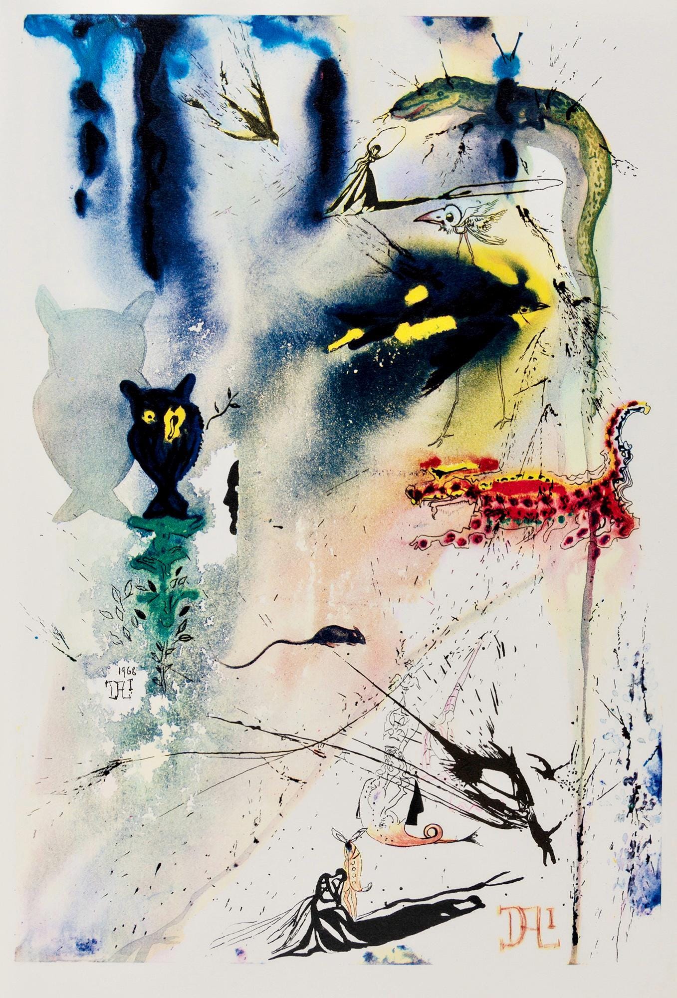 Salvador Dalí, Composition (Field 69-5, A-M), Alice's Adventures in Wonderland, Limited Edition Héliogravure
