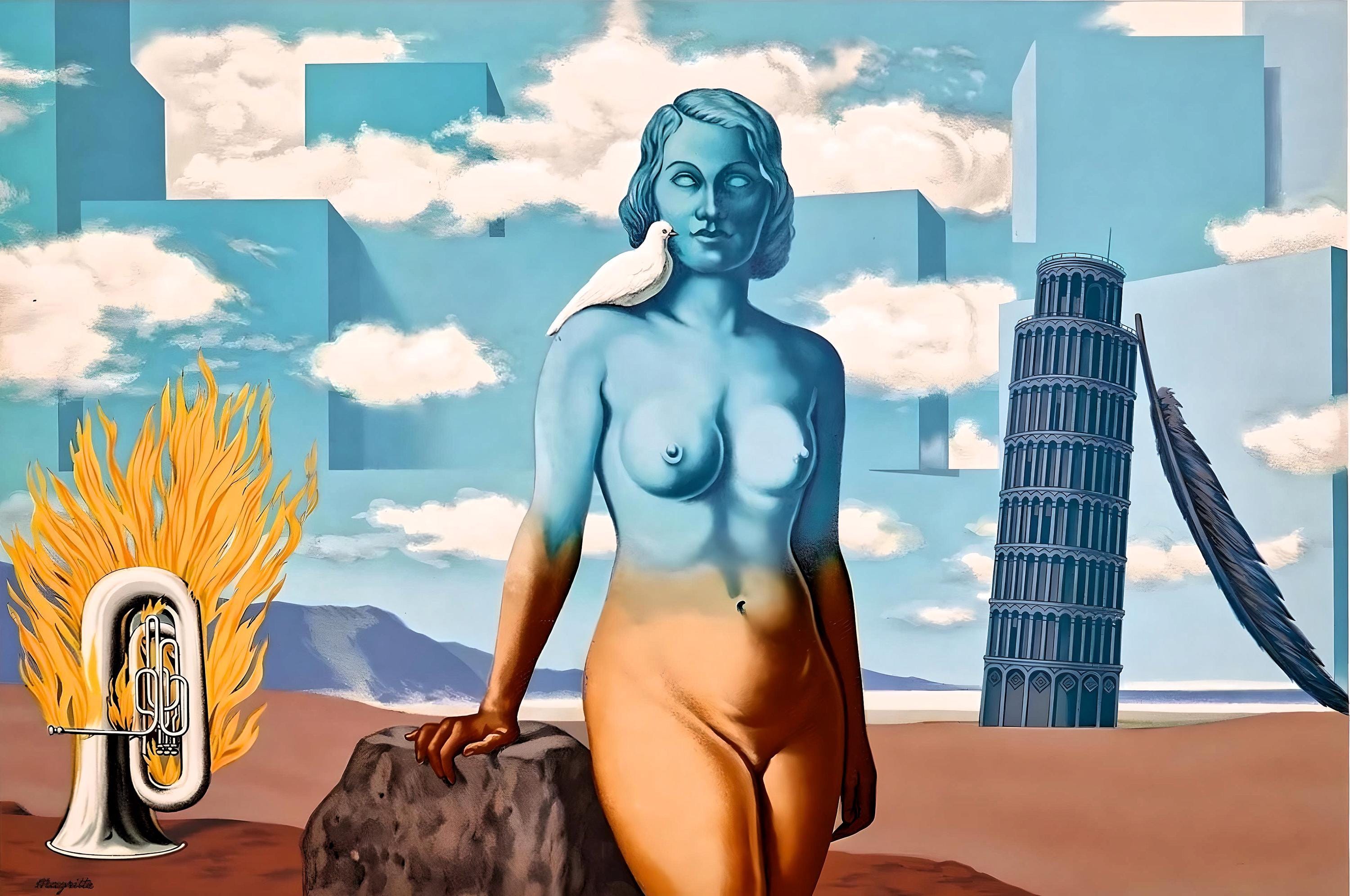 René Magritte, Un Bombardon Libère son Bouquet de Flammes, Les Enfants Trouvés de Magritte, Limited Edition Lithograph