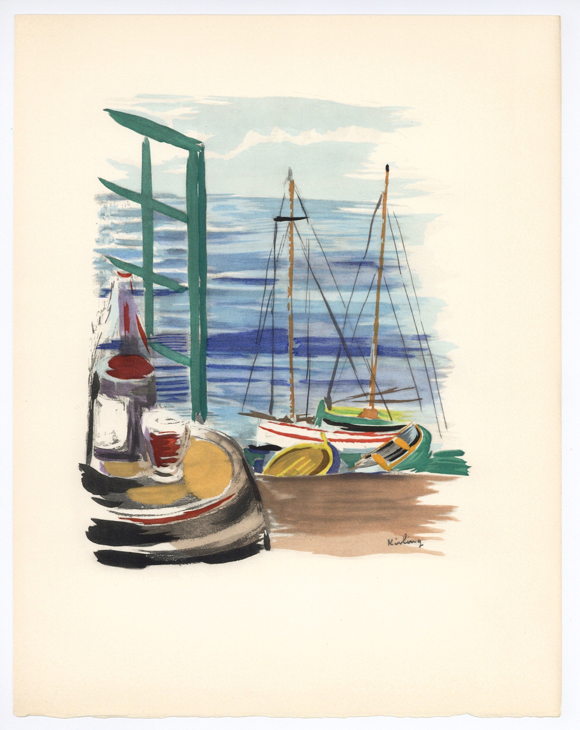 Moise Kisling, Vin du depart, Vins, Fleurs et Flammes, Limited Edition Lithograph