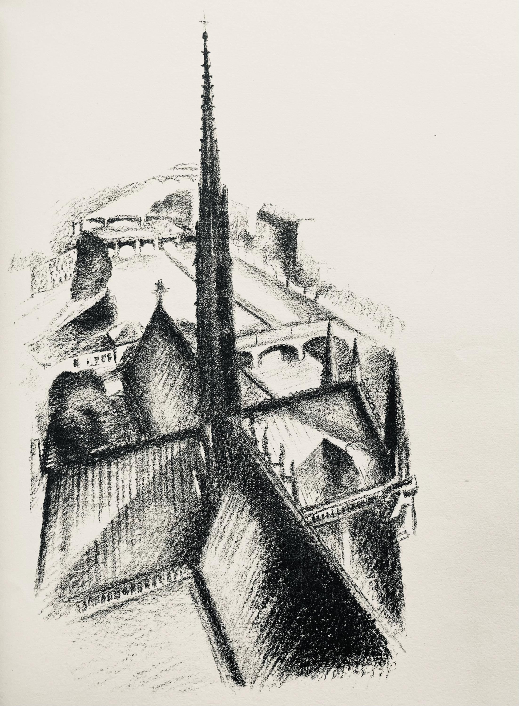 Robert Delaunay, La flèche de Notre-Dame (Habasque 720-728), Allo! Paris!, Limited Edition Lithograph