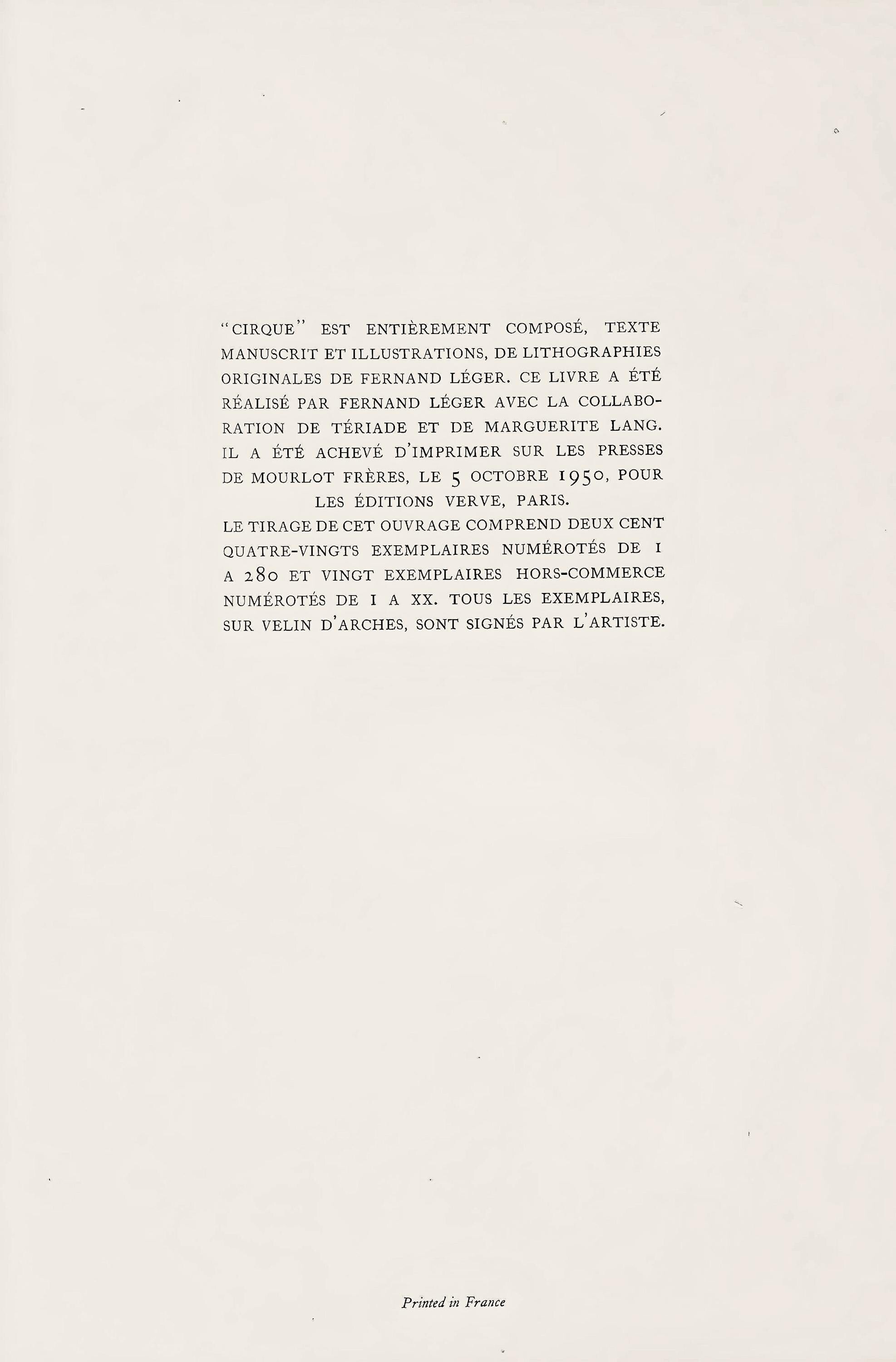 Fernand Léger, Composition, Cirque, Lithographies Originales, Limited Edition Lithograph