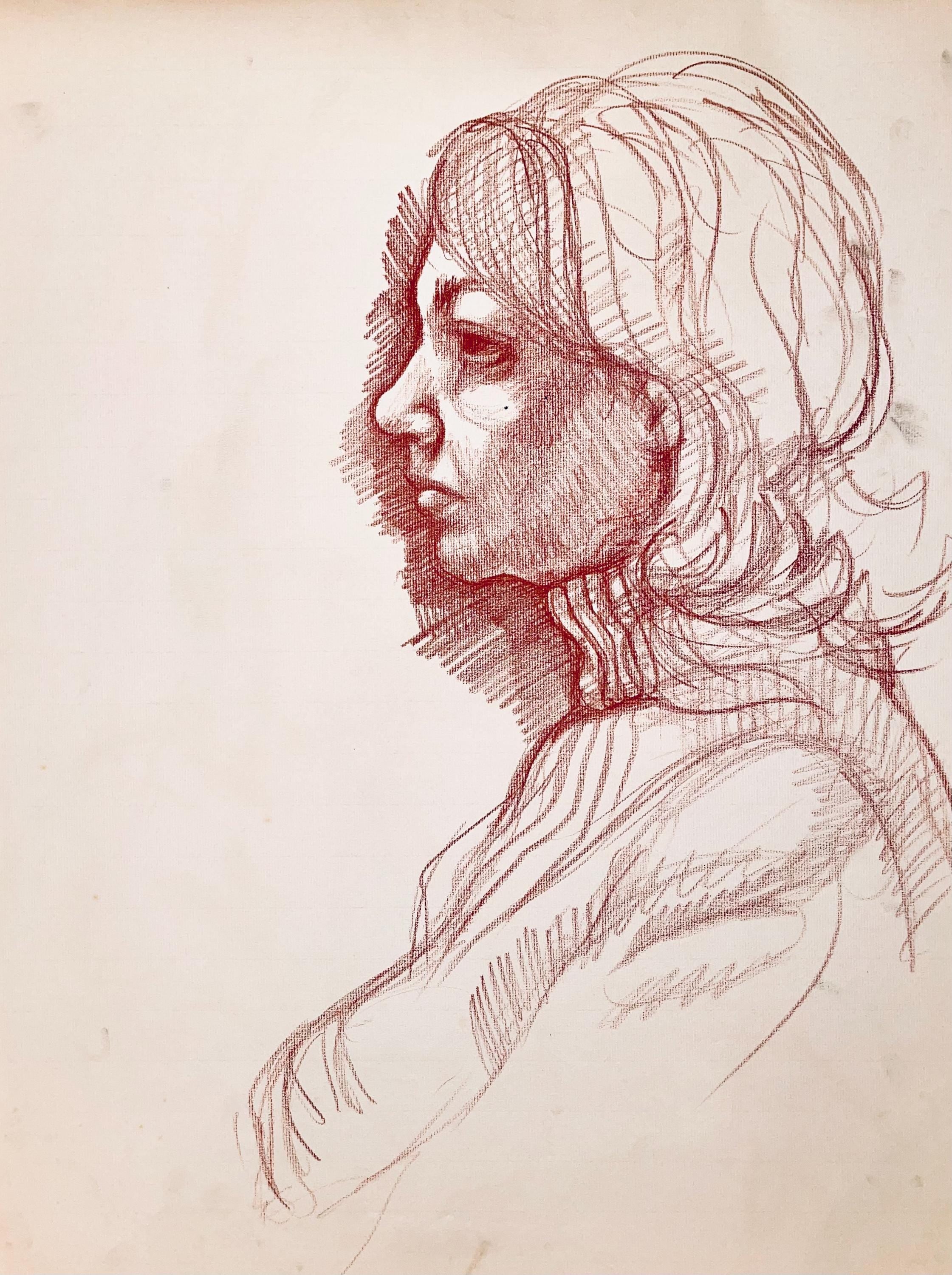 Ian Hornak, Renaissance Female Figure Study, 1963, Original Drawing