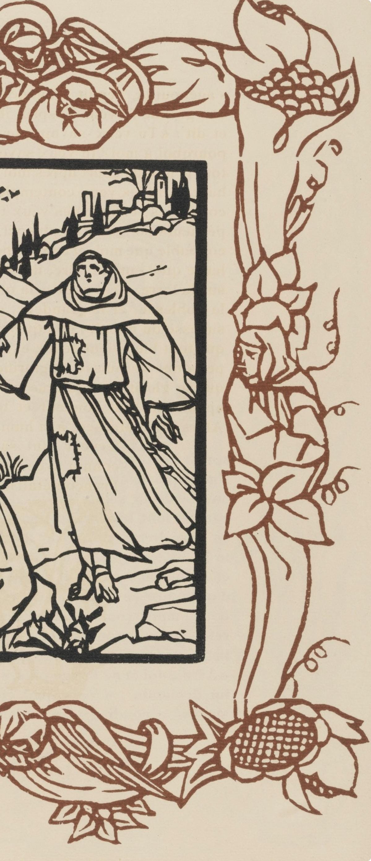 Émile Bernard, Composition (Morane, No. 100), Les Petites Fleurs de St. Françoise, Limited Edition Woodcut