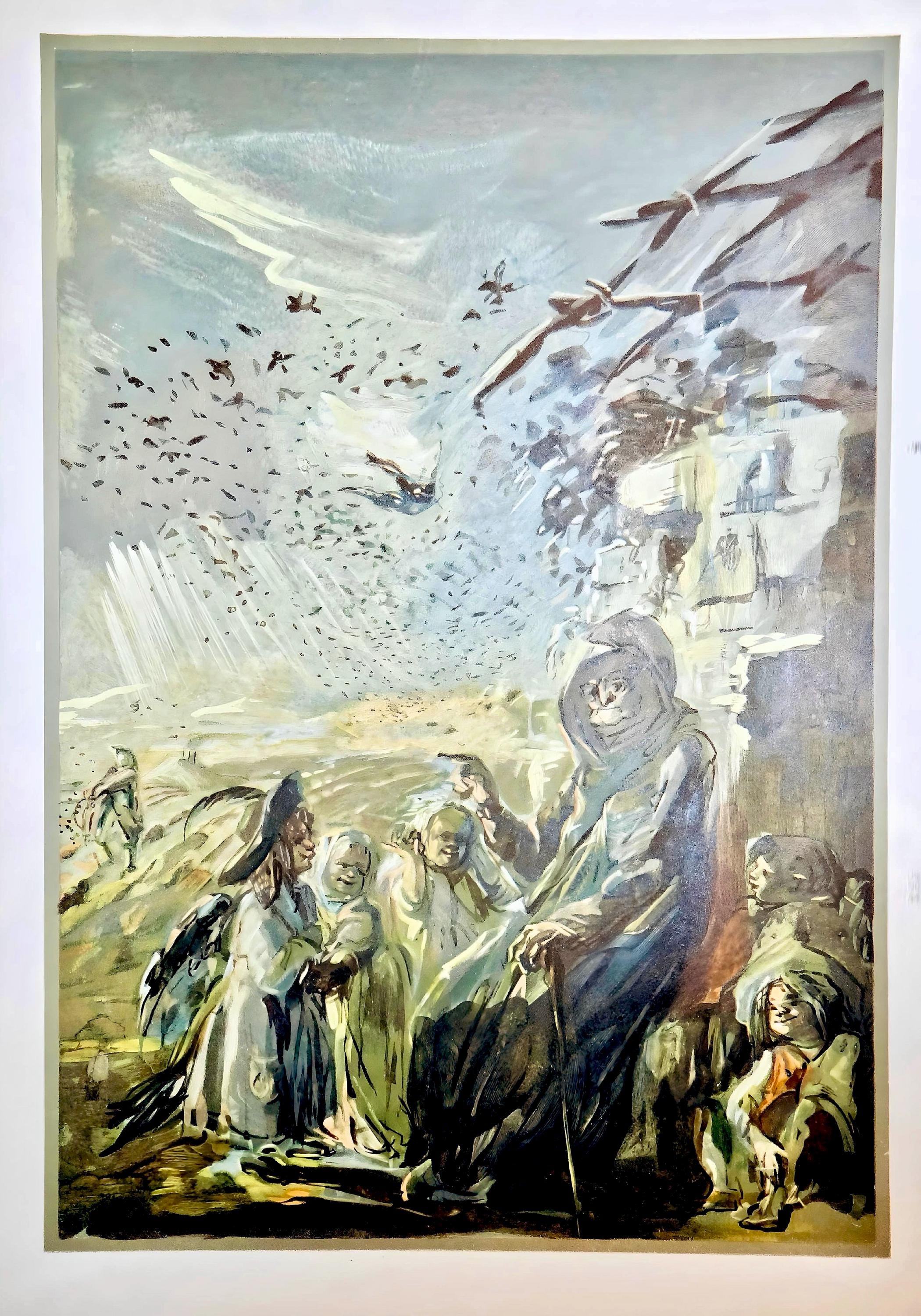 Lila de Nobili, L'Hirondelle et les petits oiseaux, Vingt fables de La fontaine, Limited Edition Woodcut