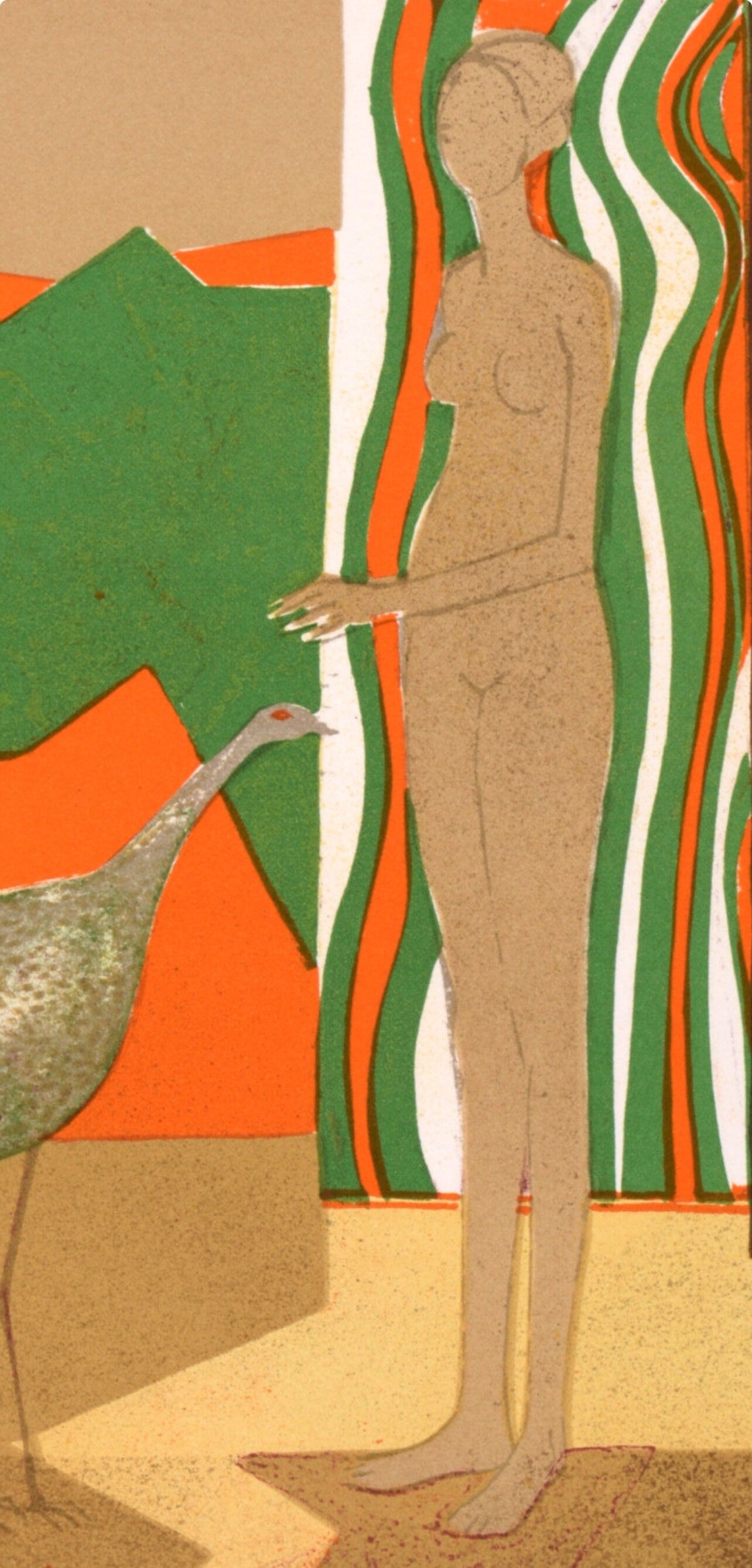 André Minaux, La femme et l'oiseau, Souvenirs et portraits d'artistes, Limited Edition Lithograph