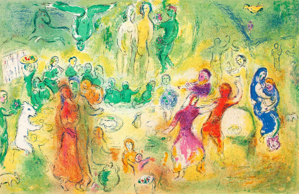 Marc Chagall, Festin nuptial dans la grotte des nymphes, Daphnis et Chloé, Limited Edition Héliogravure