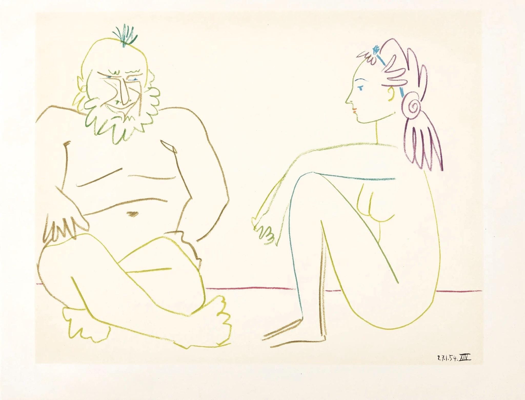Pablo Picasso, Composition, Picasso and the Human Comedy, Verve: Revue Artistique et Littéraire, Limited Edition Lithograph
