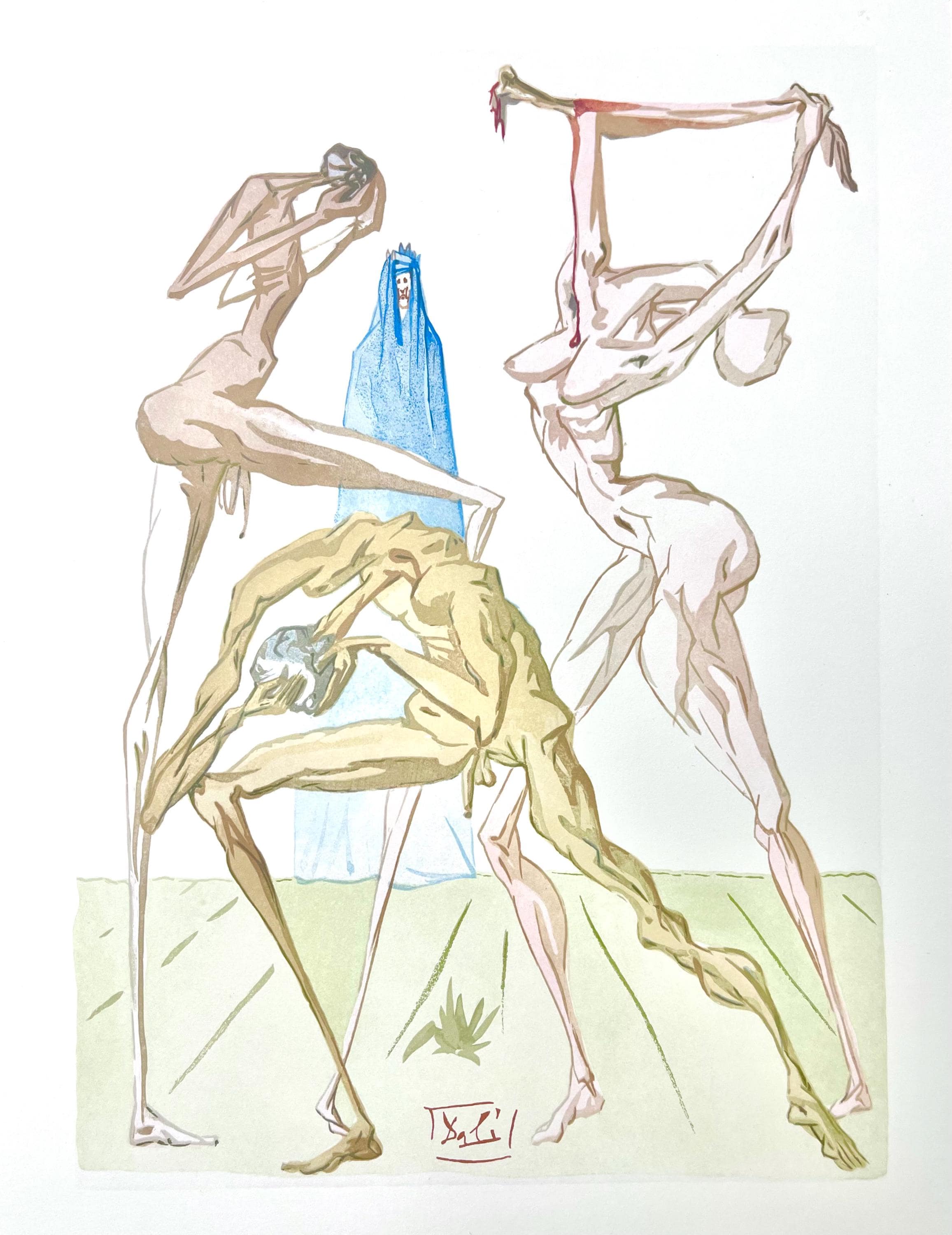 Salvador Dali, Hölle XIX (Field 189-200; Michler/Löpsinger 1039-1138), Die Göttliche Komödie, Signed, Limited Edition Woodcut