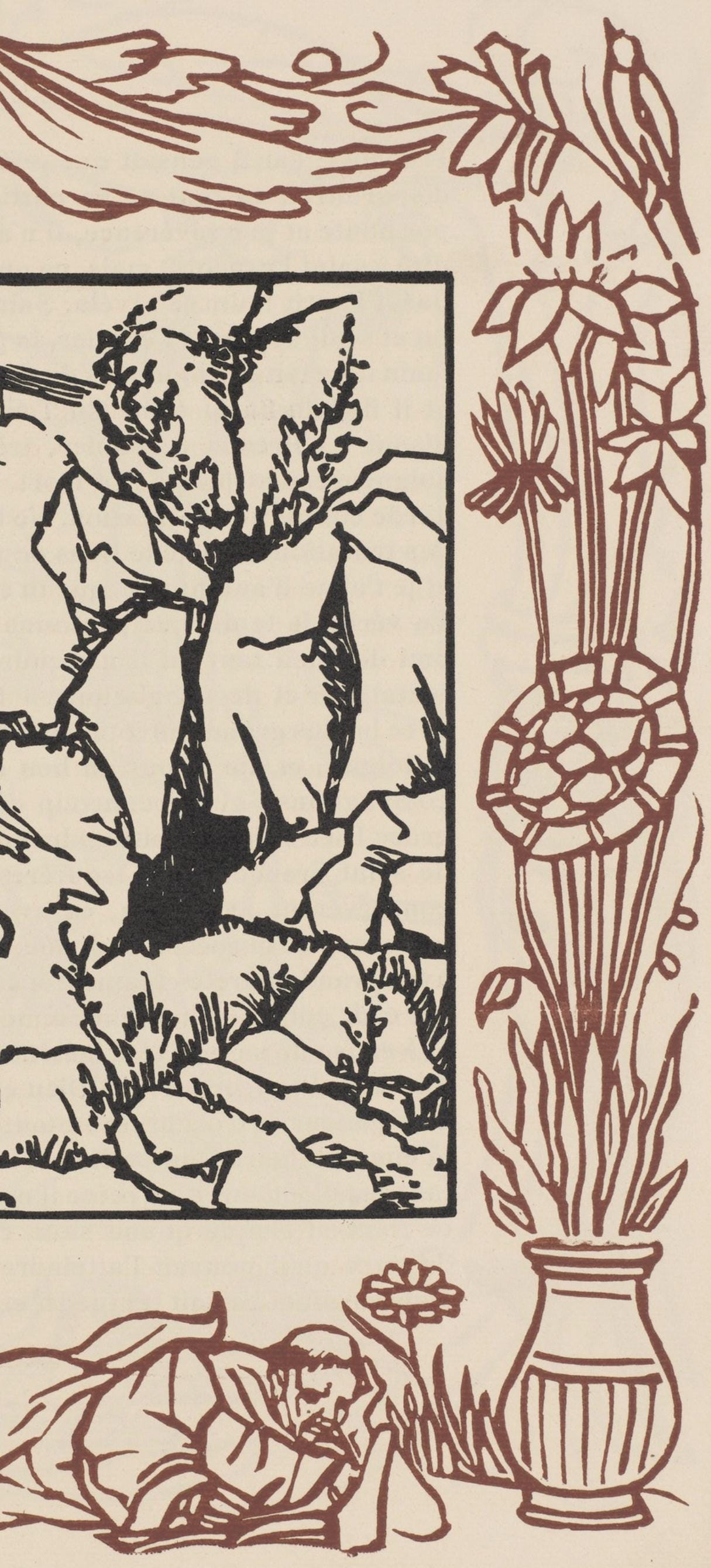 Émile Bernard, Composition (Morane, No. 100), Les Petites Fleurs de St. Françoise, Limited Edition Woodcut