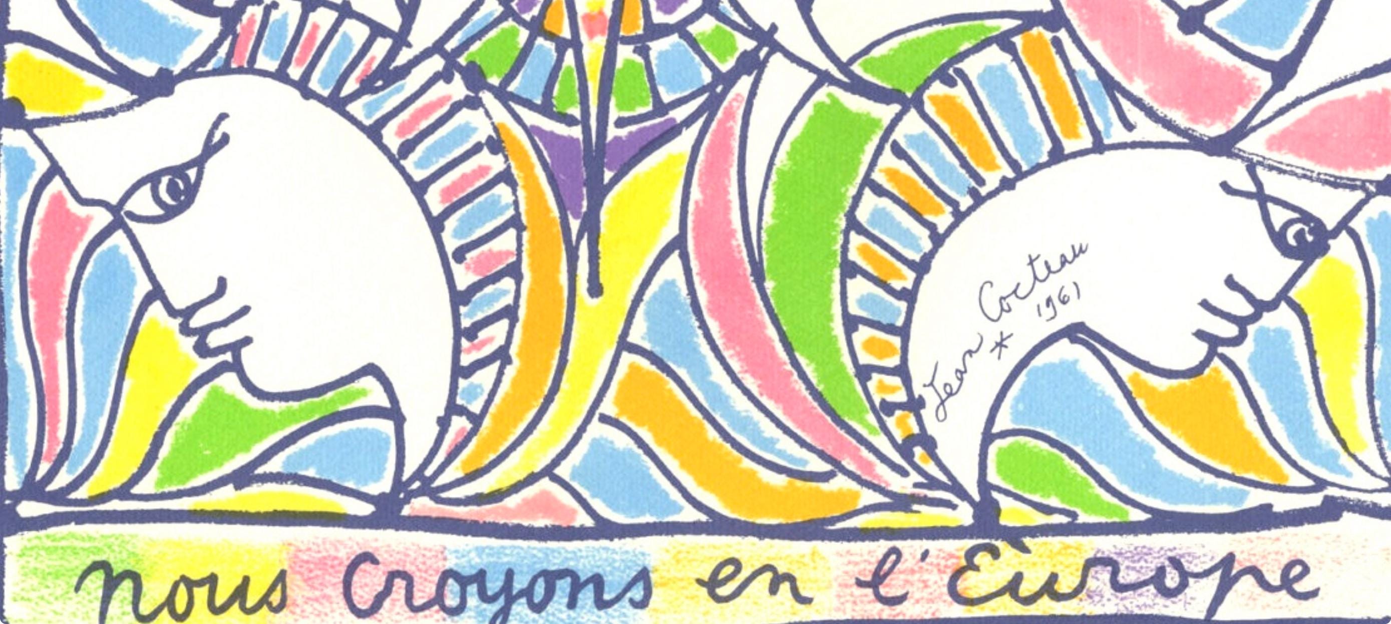Jean Cocteau, Composition, Nous croyons en l'Europe, Limited Edition Silkscreen