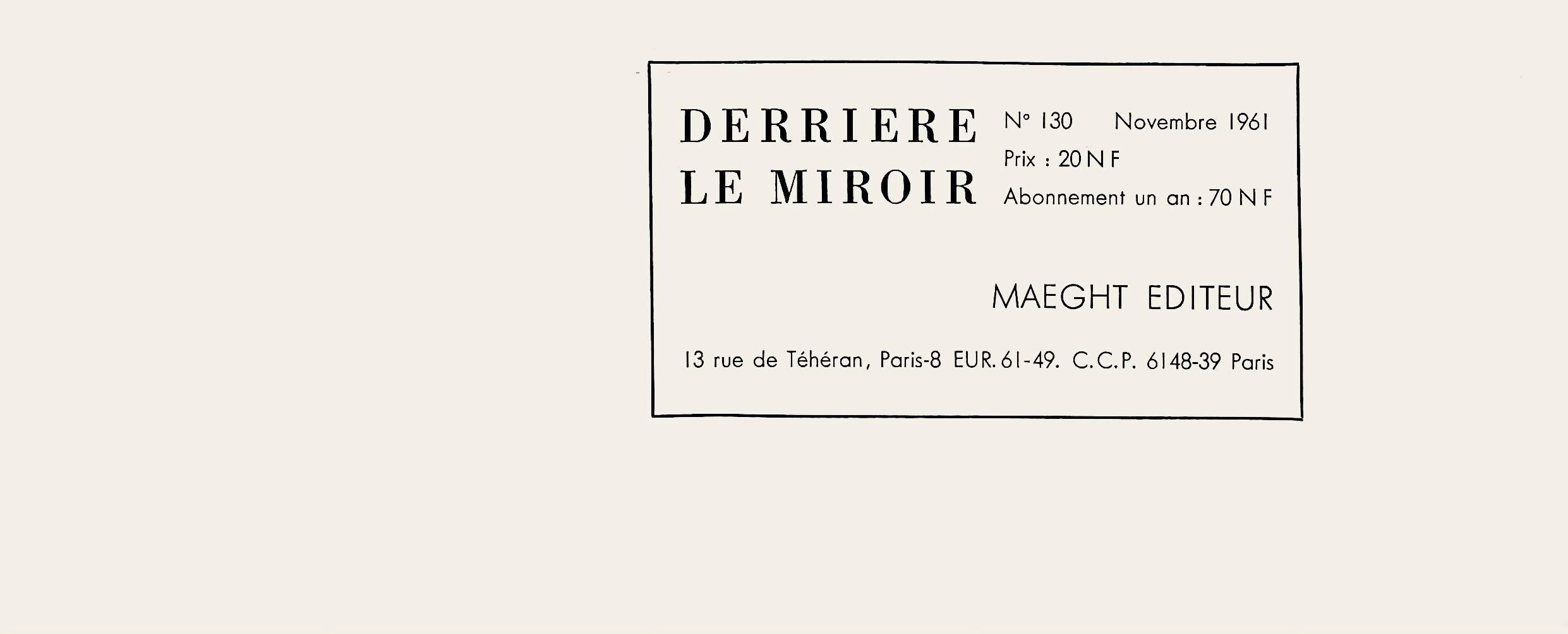 Raoul Ubac, Composition, Derrière le miroir, Limited Edition Lithograph